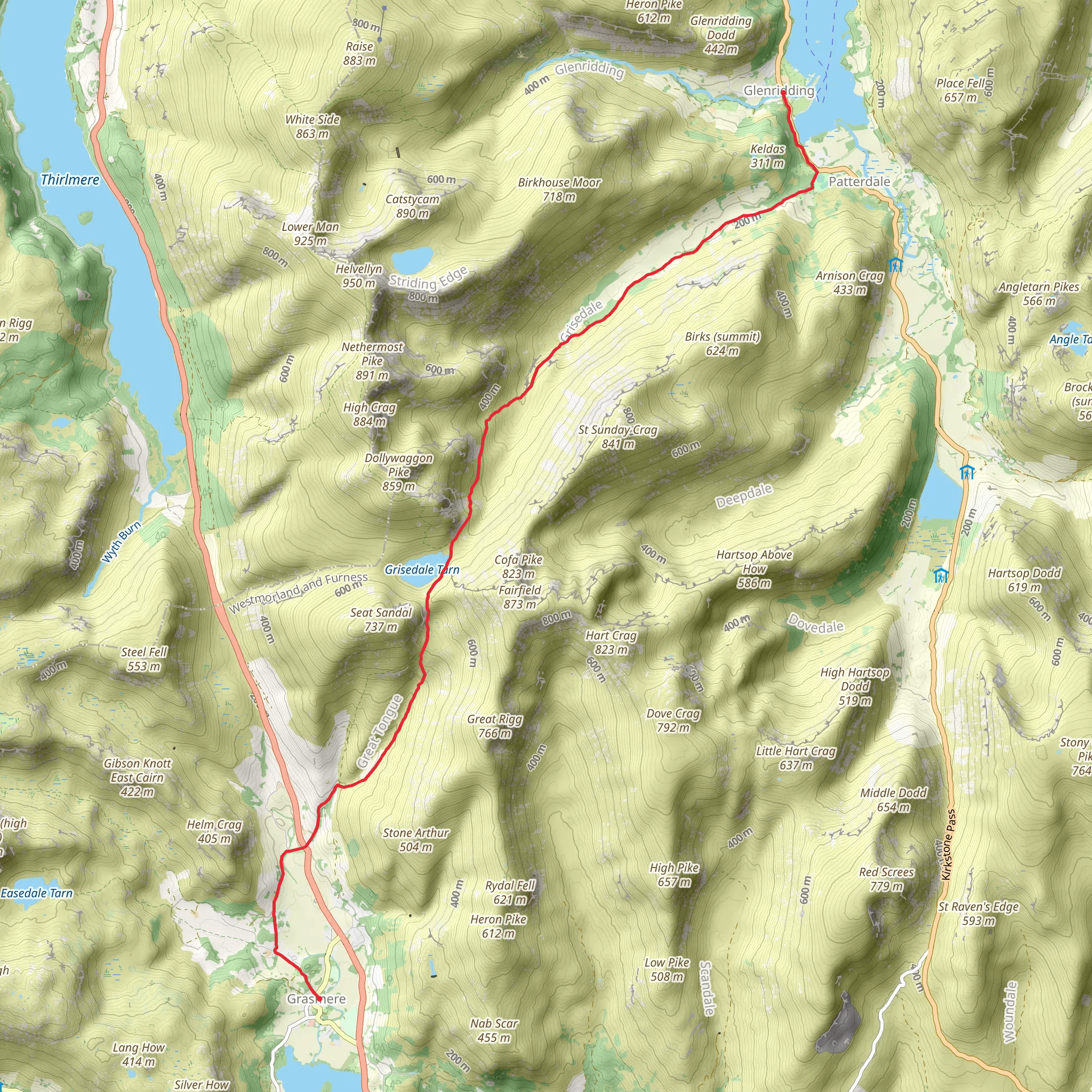 Grasmere to Glenridding Walk mobile static map