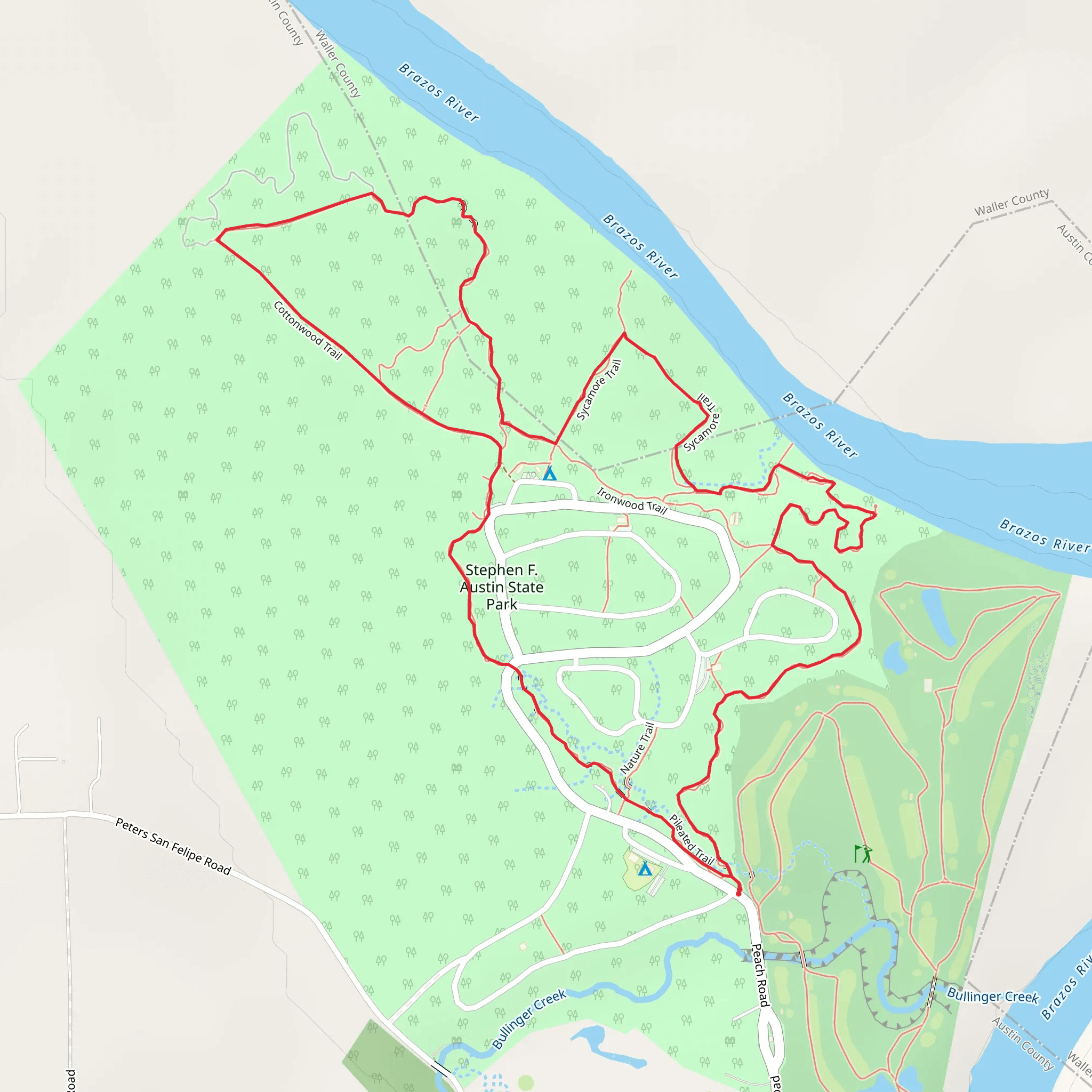 Pileated, Cottonwood and Ironwood Loop Trail mobile static map