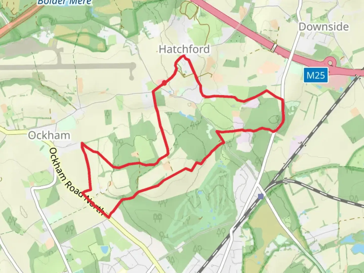 An image depicting the trail Stumps Grove, Hook Wood and Old Oak Common Loop and its surrounding area.