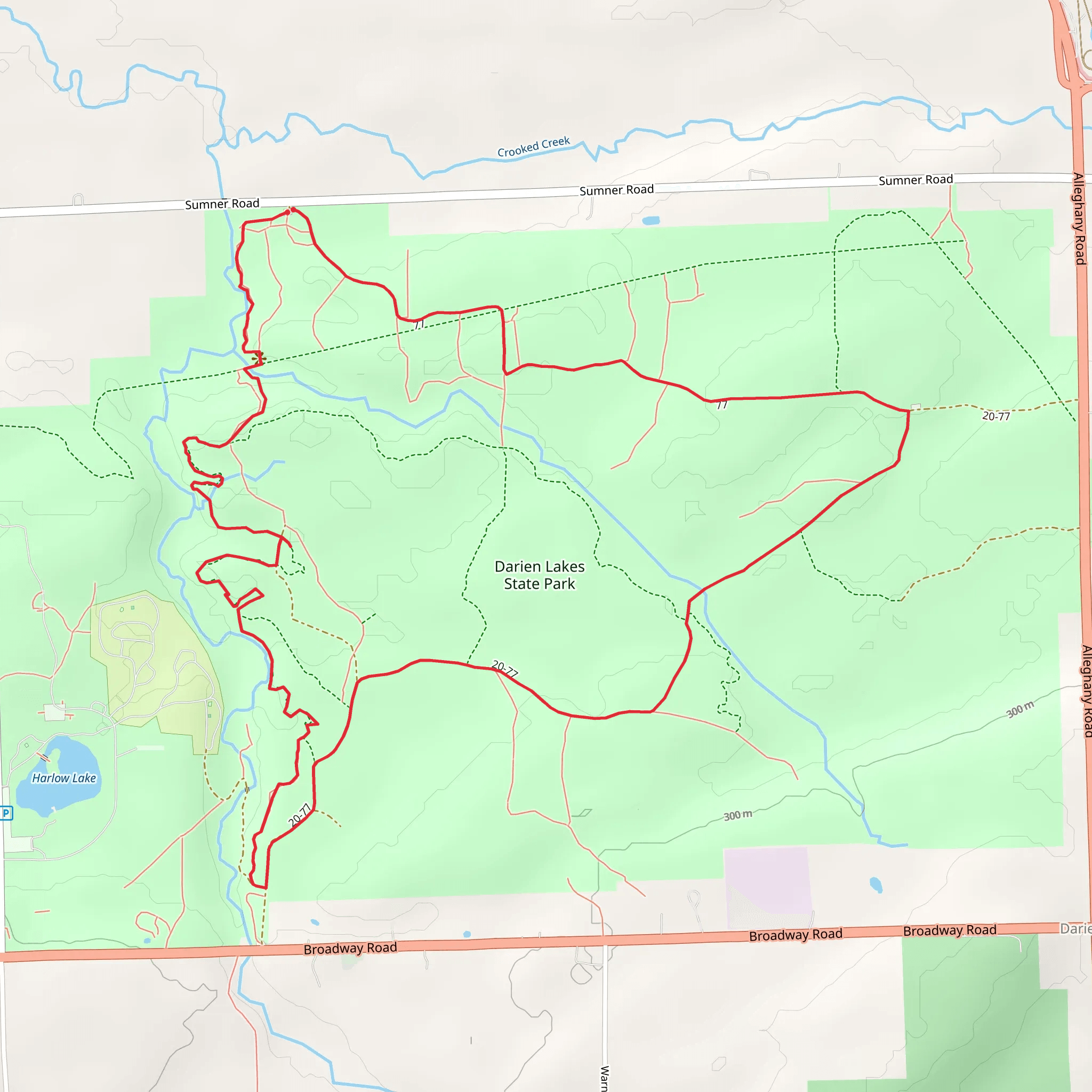Darien Lakes State Park Loop Trail mobile static map
