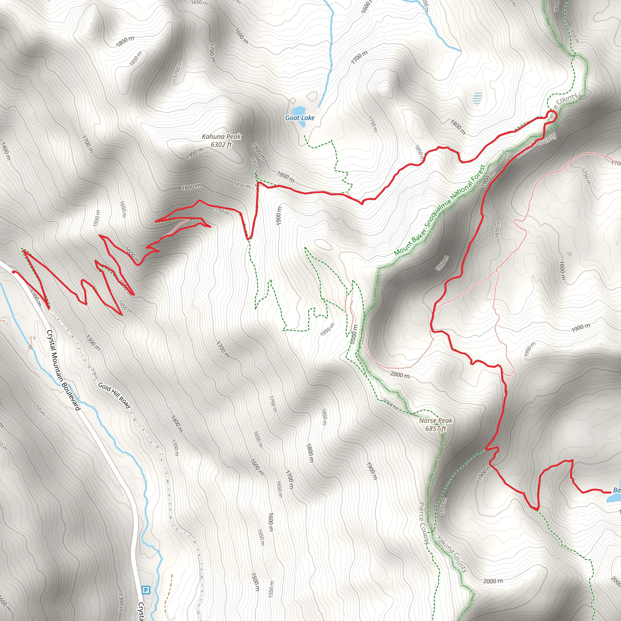 Basin Lake via Nose Peak Trail mobile static map