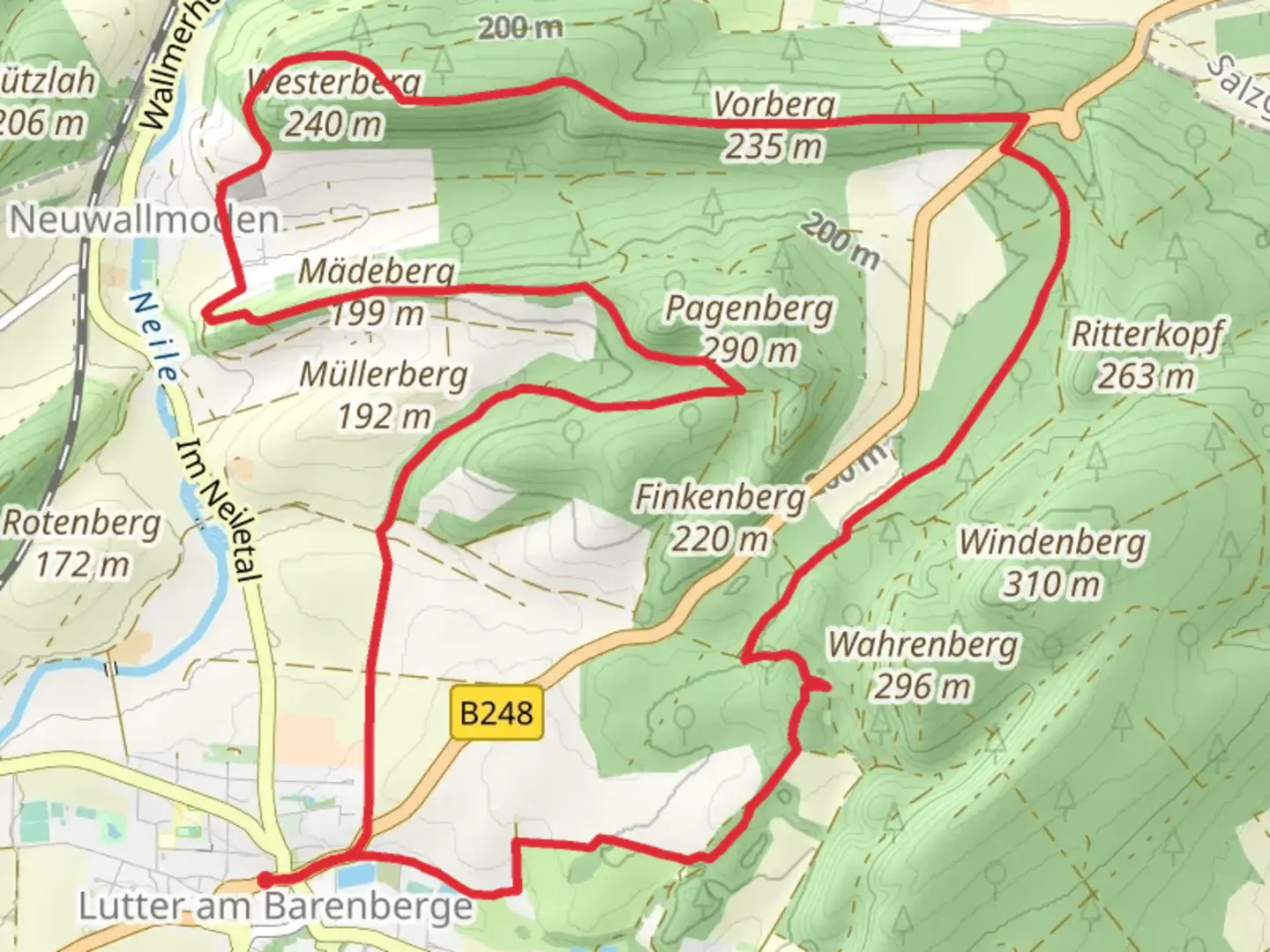 An image depicting the trail Lutter an Barenberge to Vorberg Loop and its surrounding area.