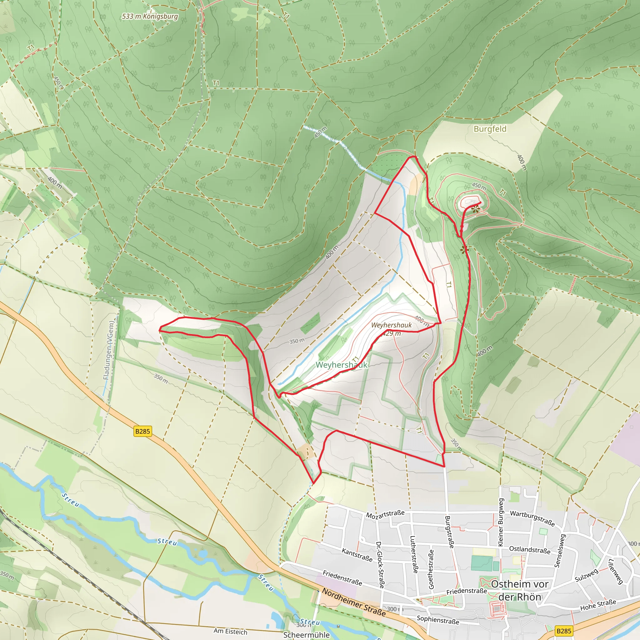 Lichtenburg and Weyhershauk Loop via Extratour Ostheimer mobile static map