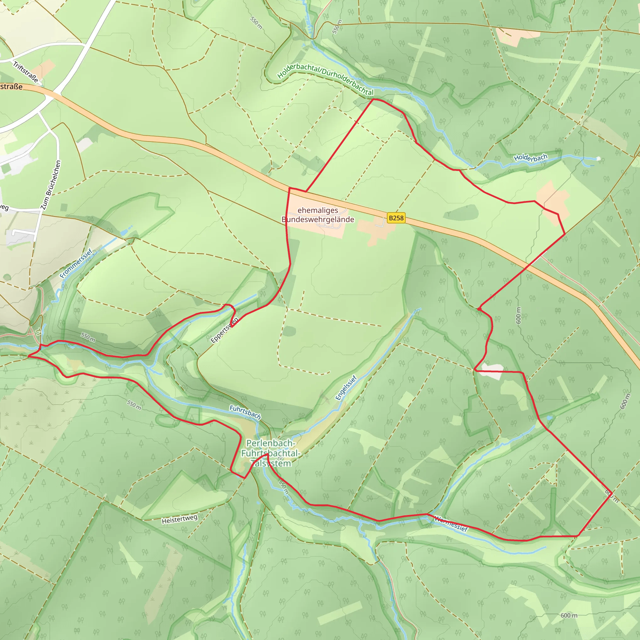 Fuhrtsbach and Perlenbach Fuhrtsbachtal Talsystem via Wildnis Trail mobile static map
