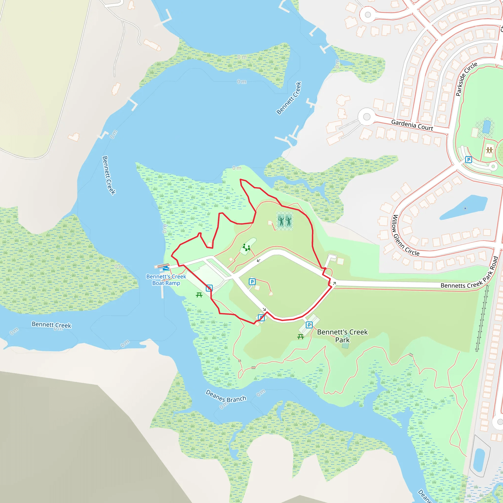 Bennetts Creek Park Road Loop mobile static map