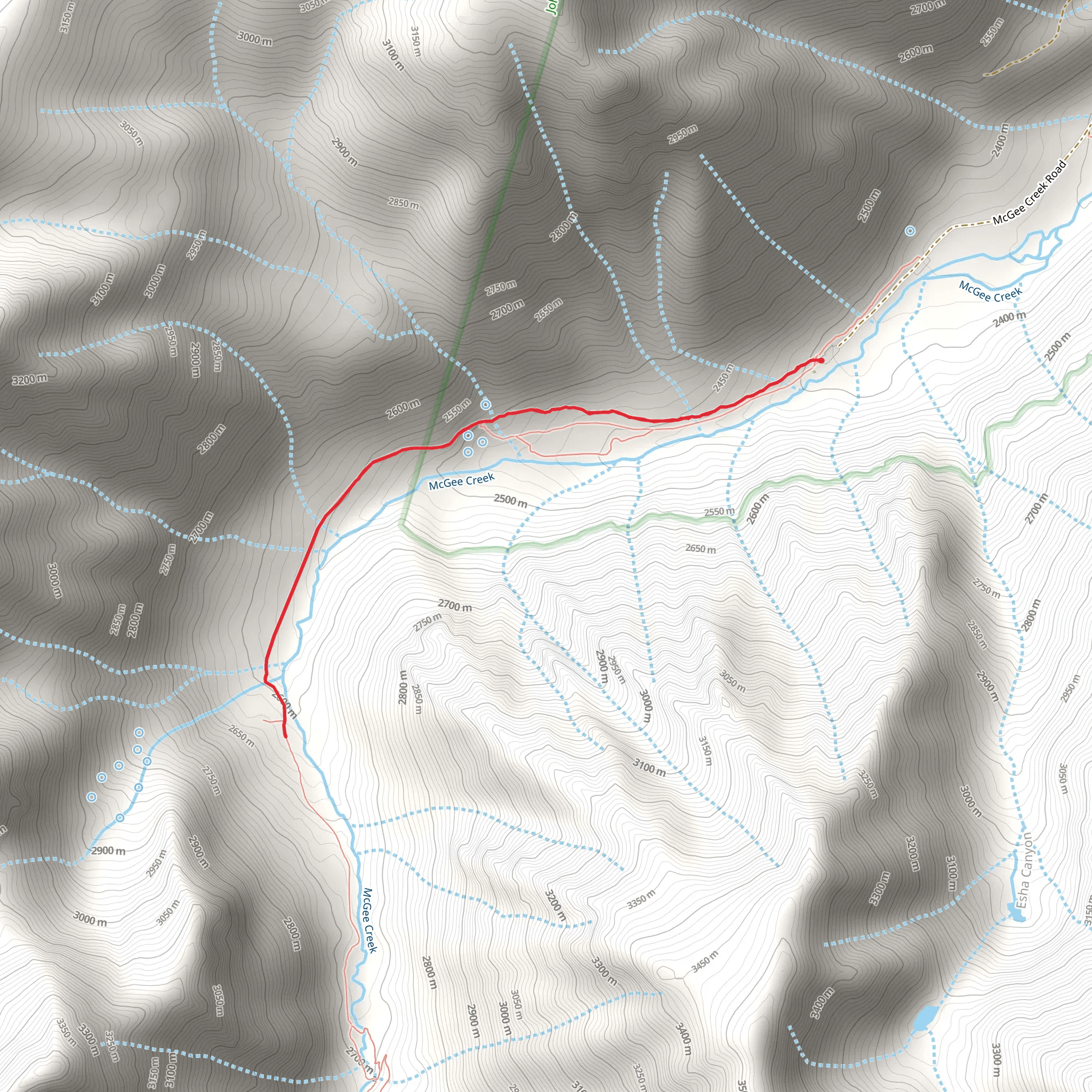 McGee Pack Station and McGee Pass Trail mobile static map