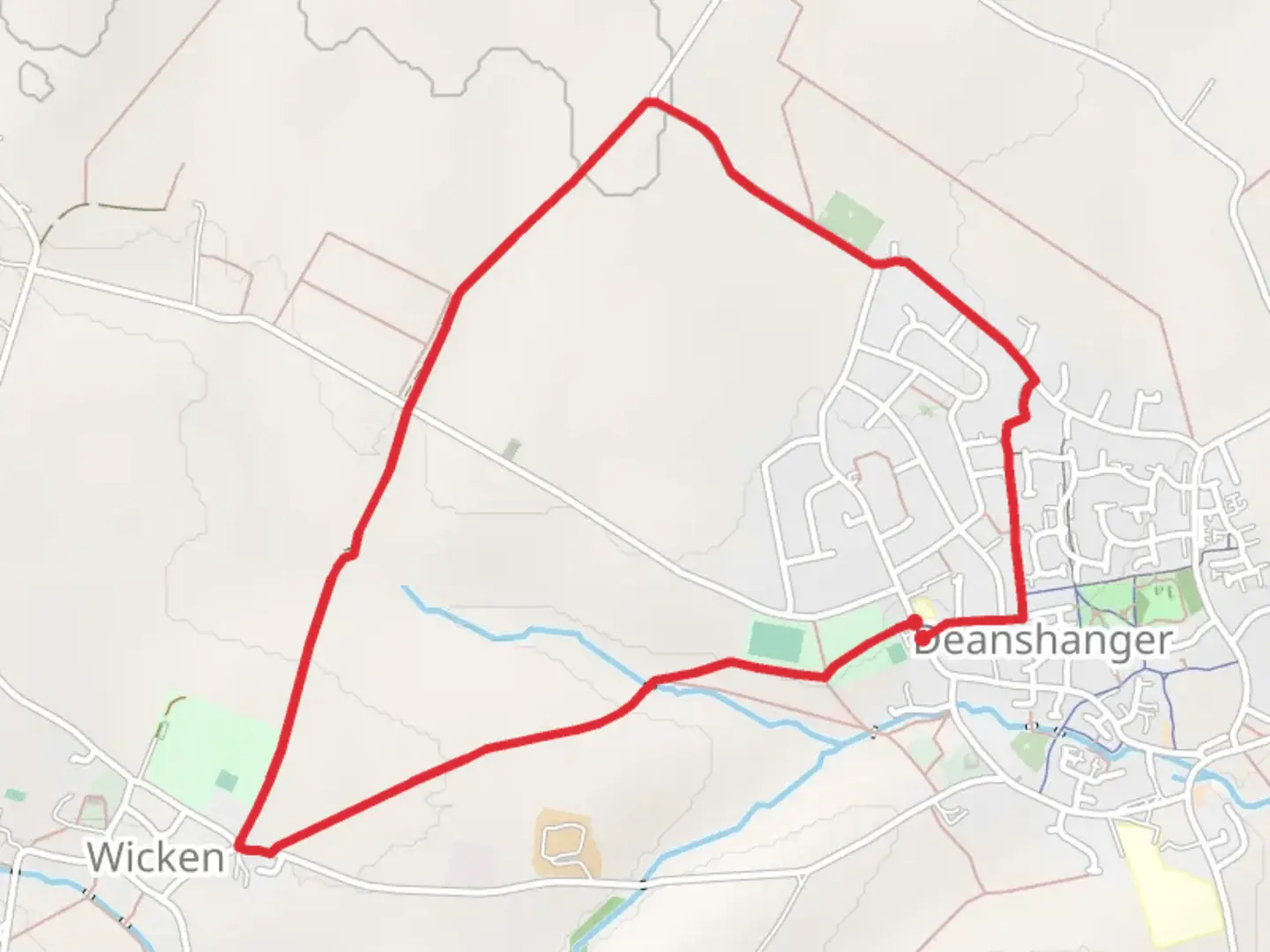 An image depicting the trail Deanshanger Loop and its surrounding area.