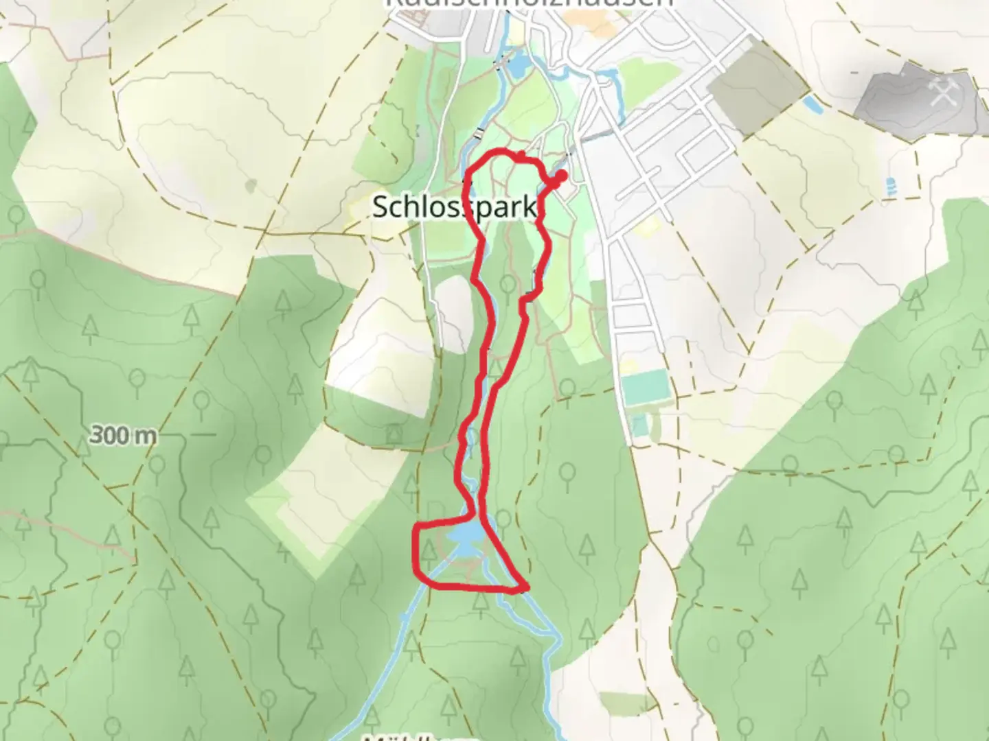 An image depicting the trail Erdfeld-Teich, Buetteich and Rulfbach Loop and its surrounding area.