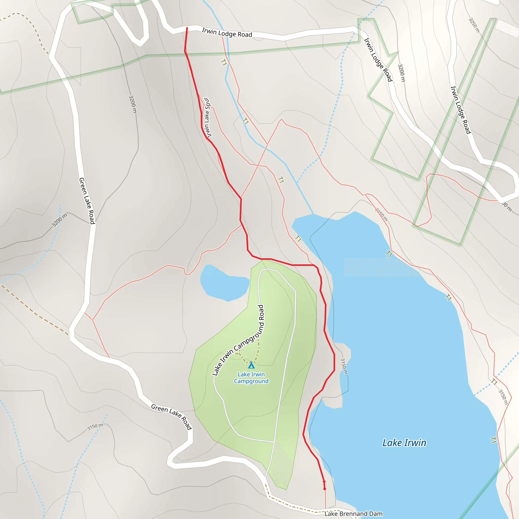 Irwin Lake Spur Trail mobile static map