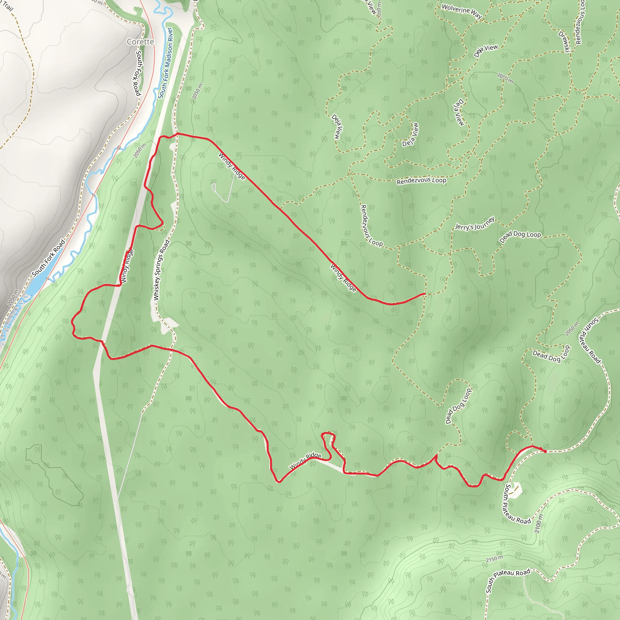 Windy Ridge via Dead Dog Trail mobile static map