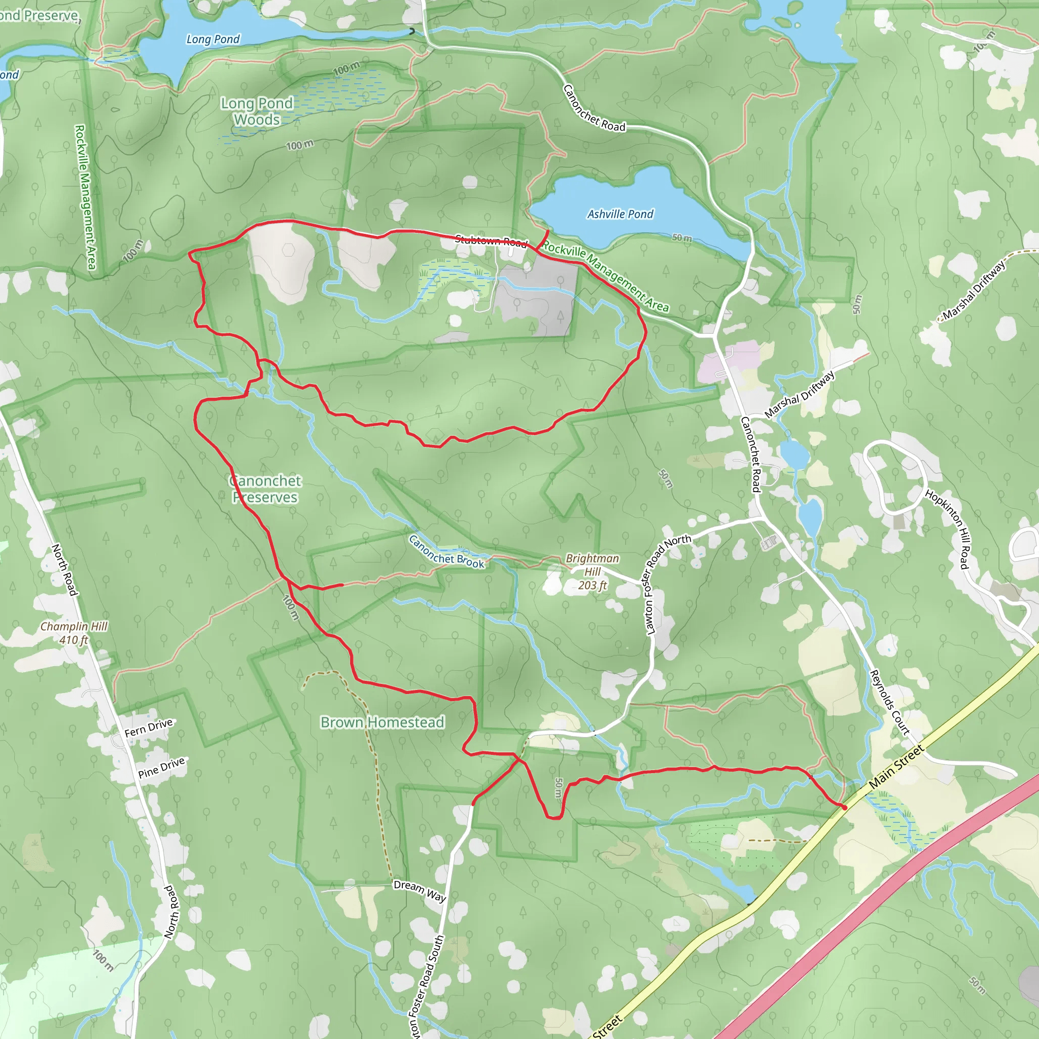 Ashville Pond Yellow Loop mobile static map