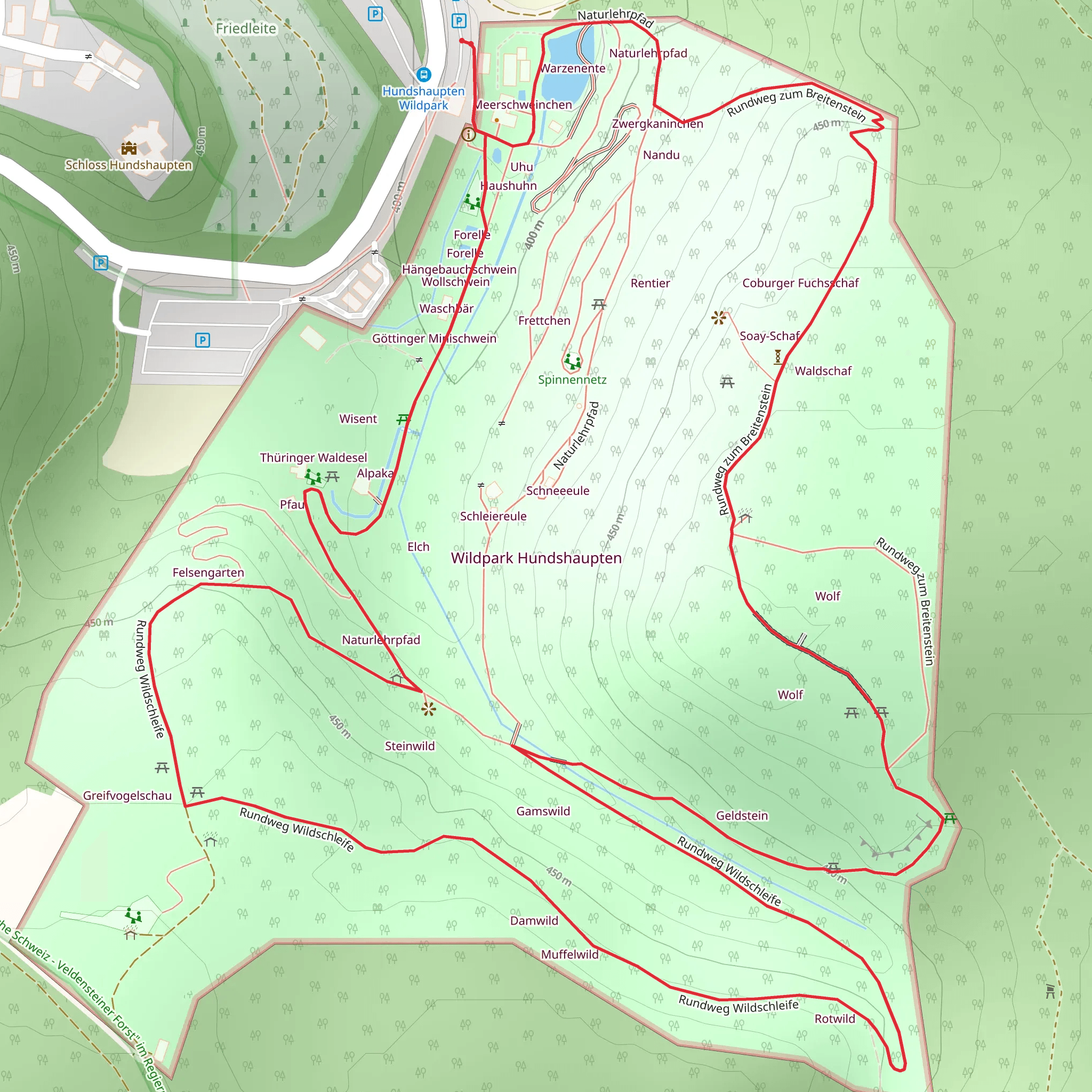 Wildpark Hundshaupten Loop via Rundweg zum Breitenstein mobile static map