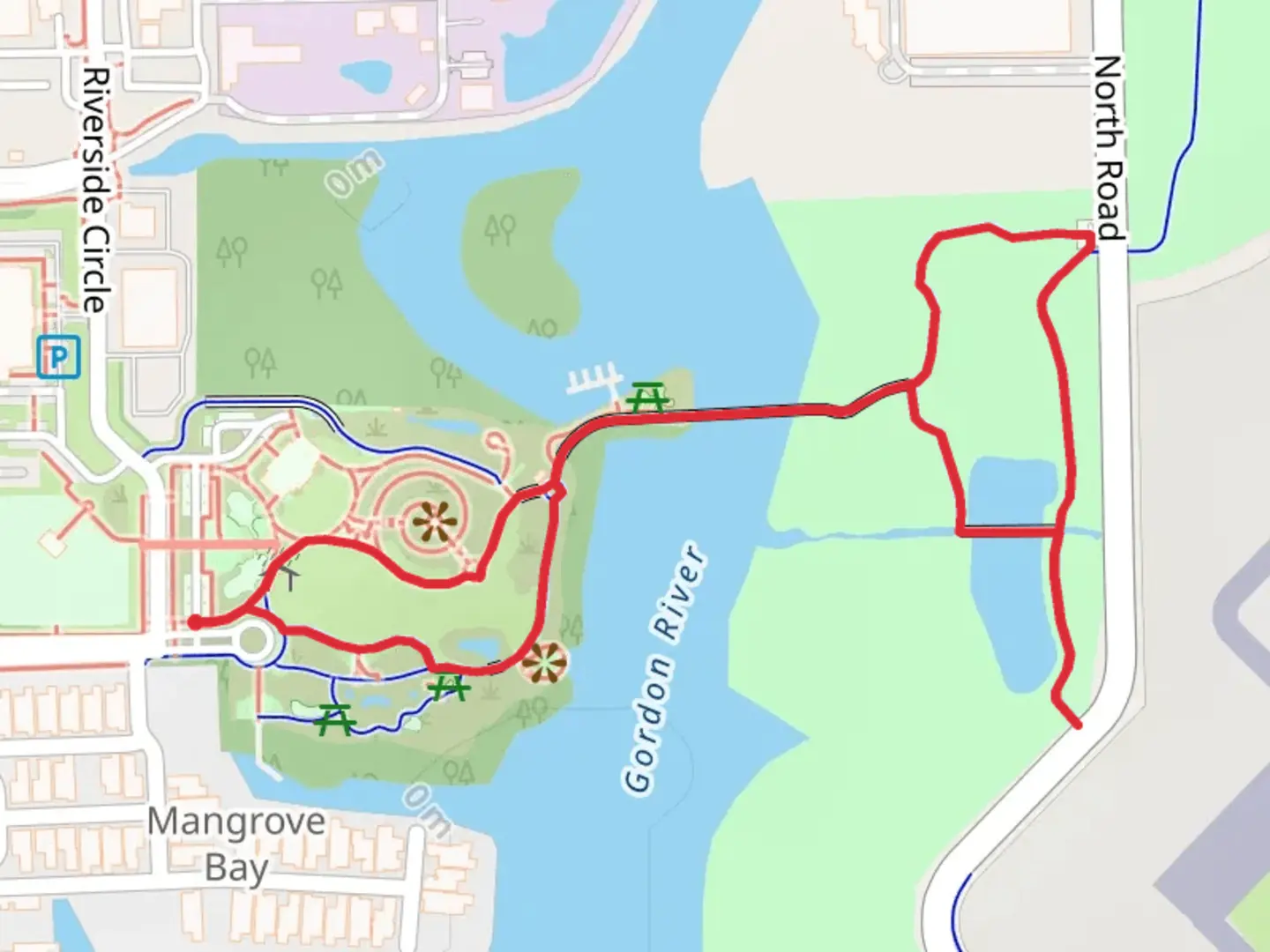 An image depicting the trail Baker Park and Blair Foundation Bridge Loop and its surrounding area.