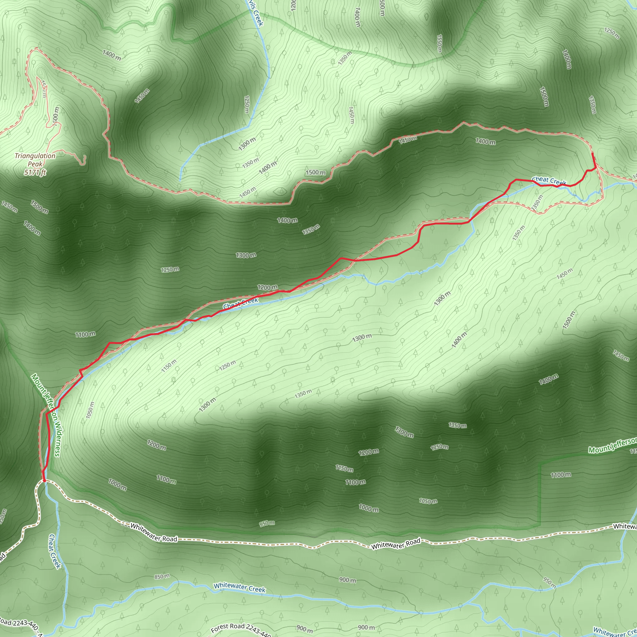Cheat Creek Trail mobile static map