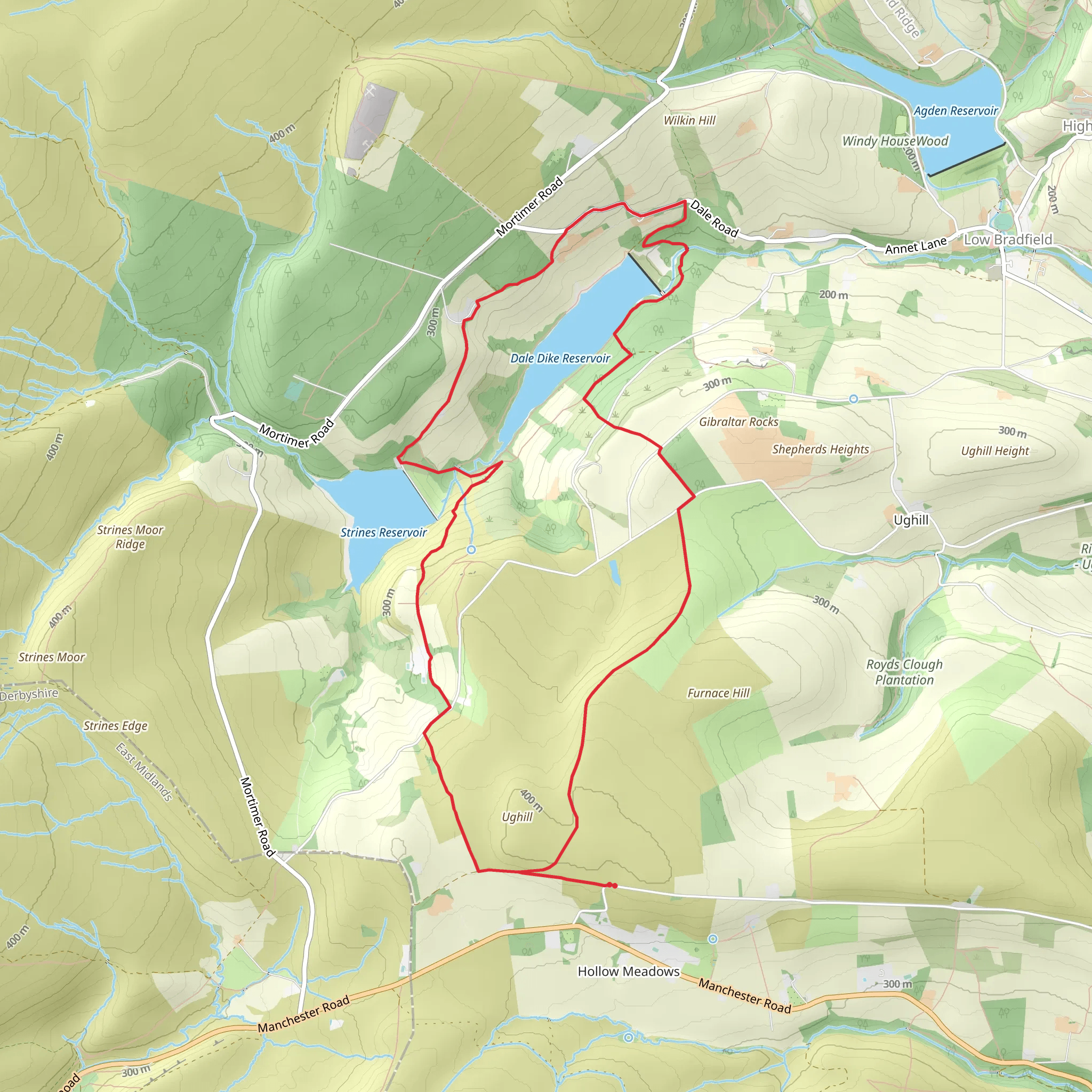 Moscar - Dale Dike and Shrines Reservoirs mobile static map