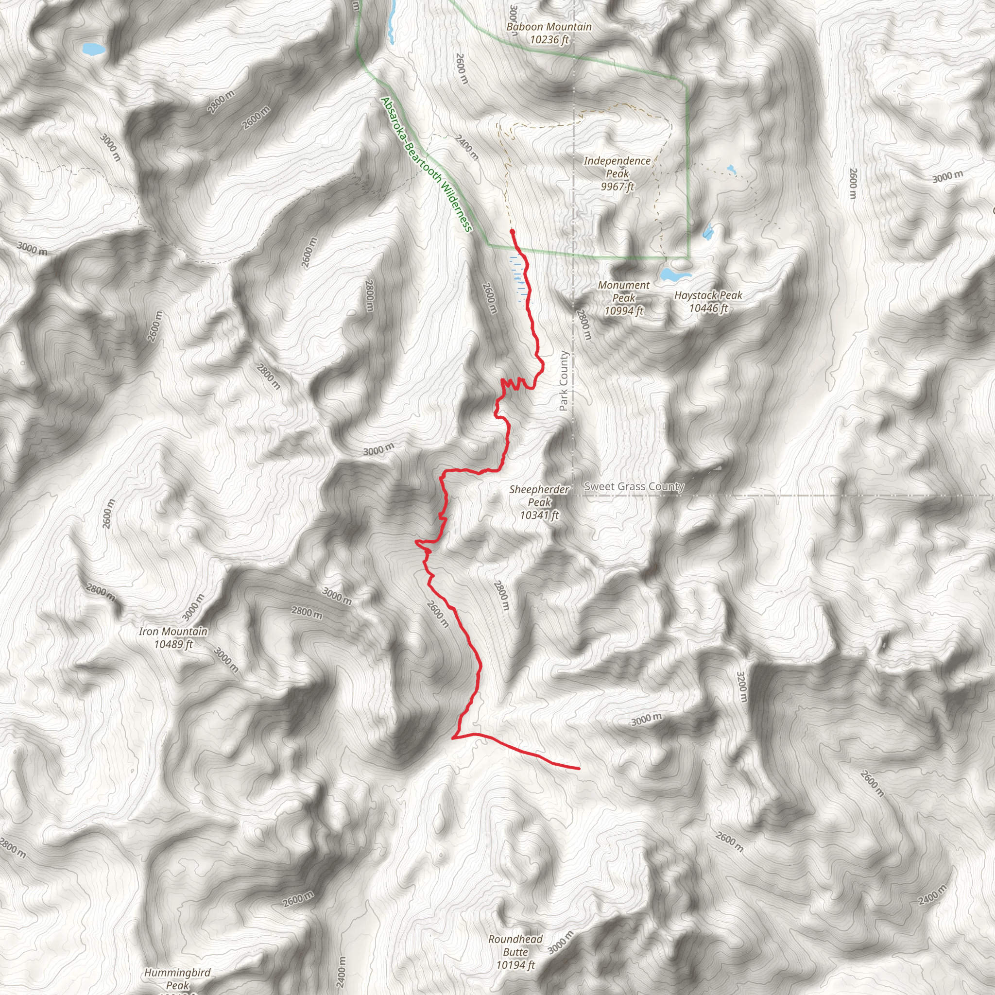 East Fork Buffalo Trail via Buffalo Divide Trail and Buffalo Fork Trail mobile static map