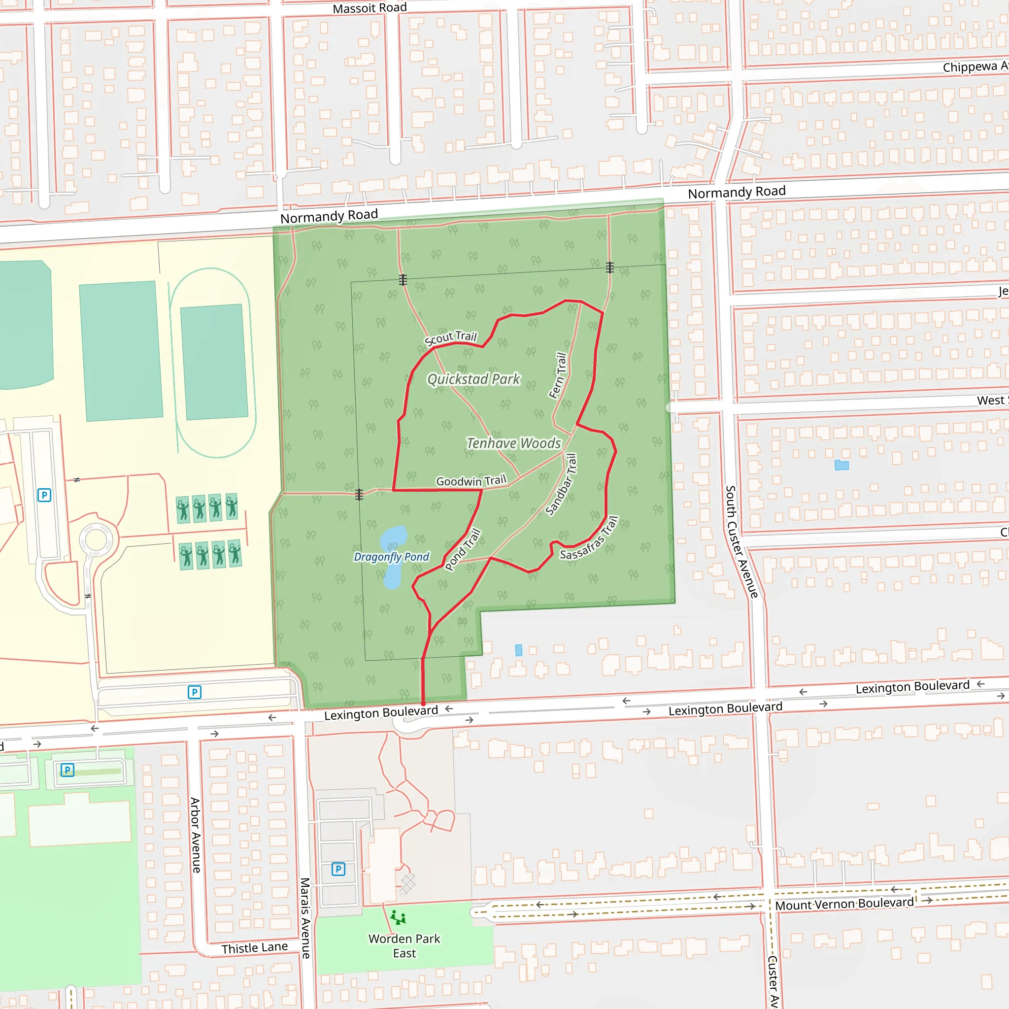 Sassafras and Scout Loop Trail mobile static map