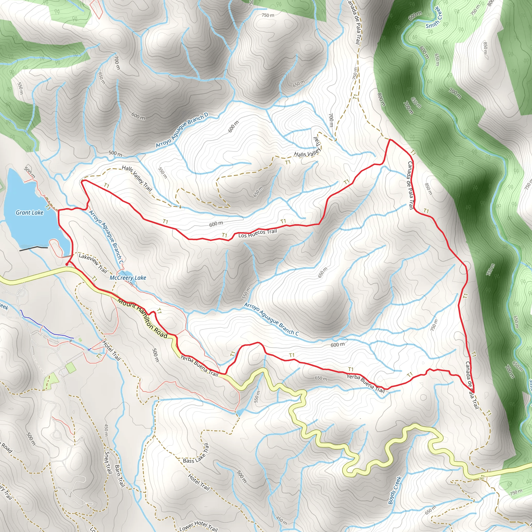 Yerba Buena and Los Huecos Loop Trail mobile static map