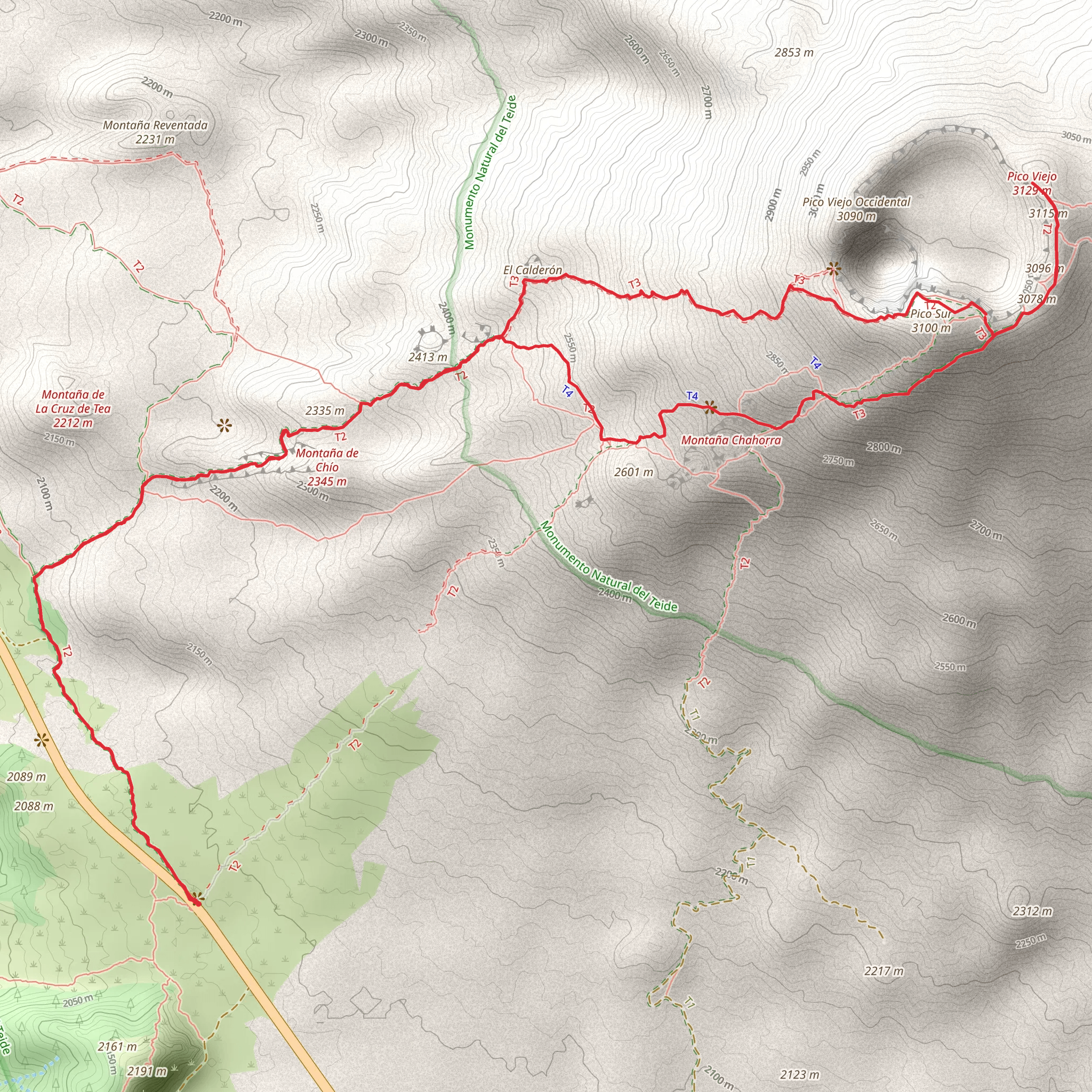 Mirador Narices del Teide - Montaña de Chío - Pico Viejo mobile static map