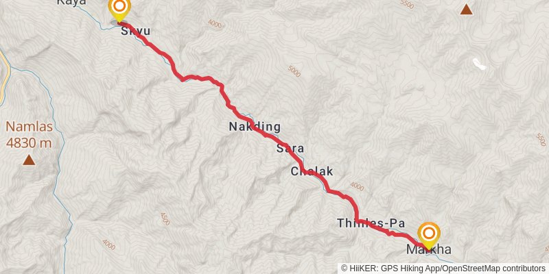 Markha Valley Trek stage 4 Map