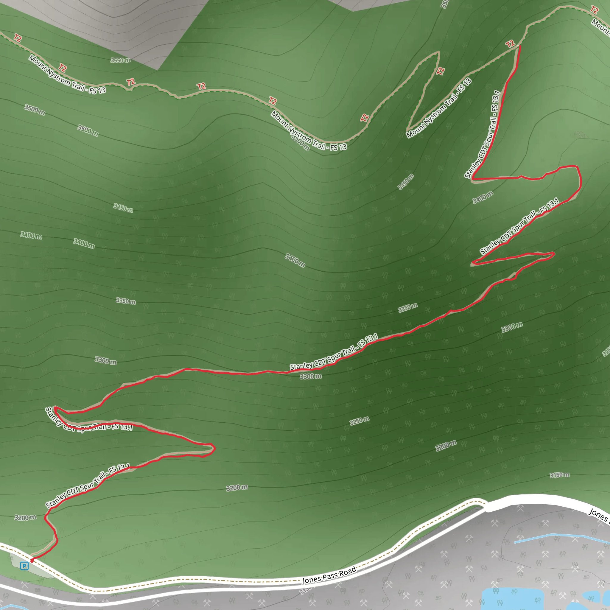 Stanley Continental Divide Spur Trail mobile static map