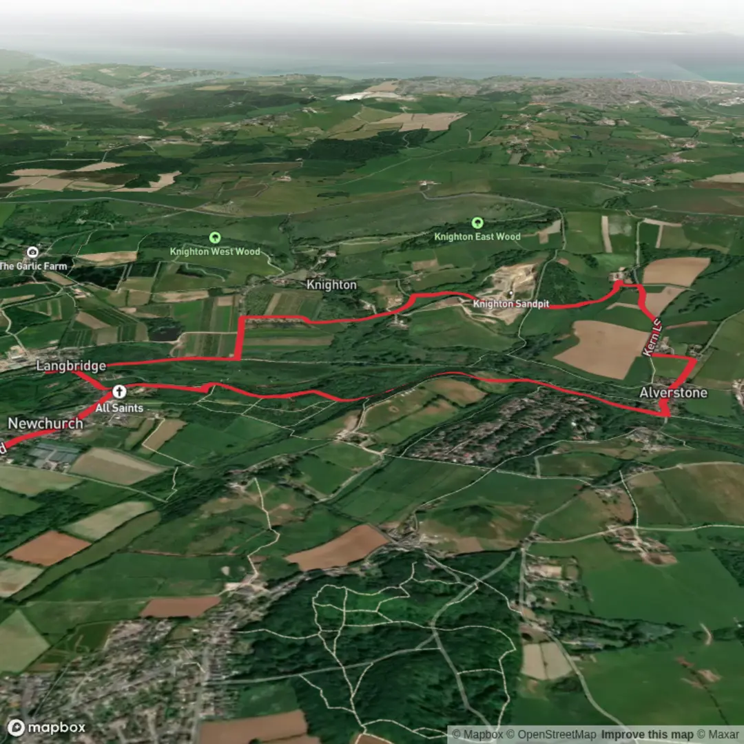 An image depicting the trail Easy Circular Hike from Newchurch and its surrounding area.