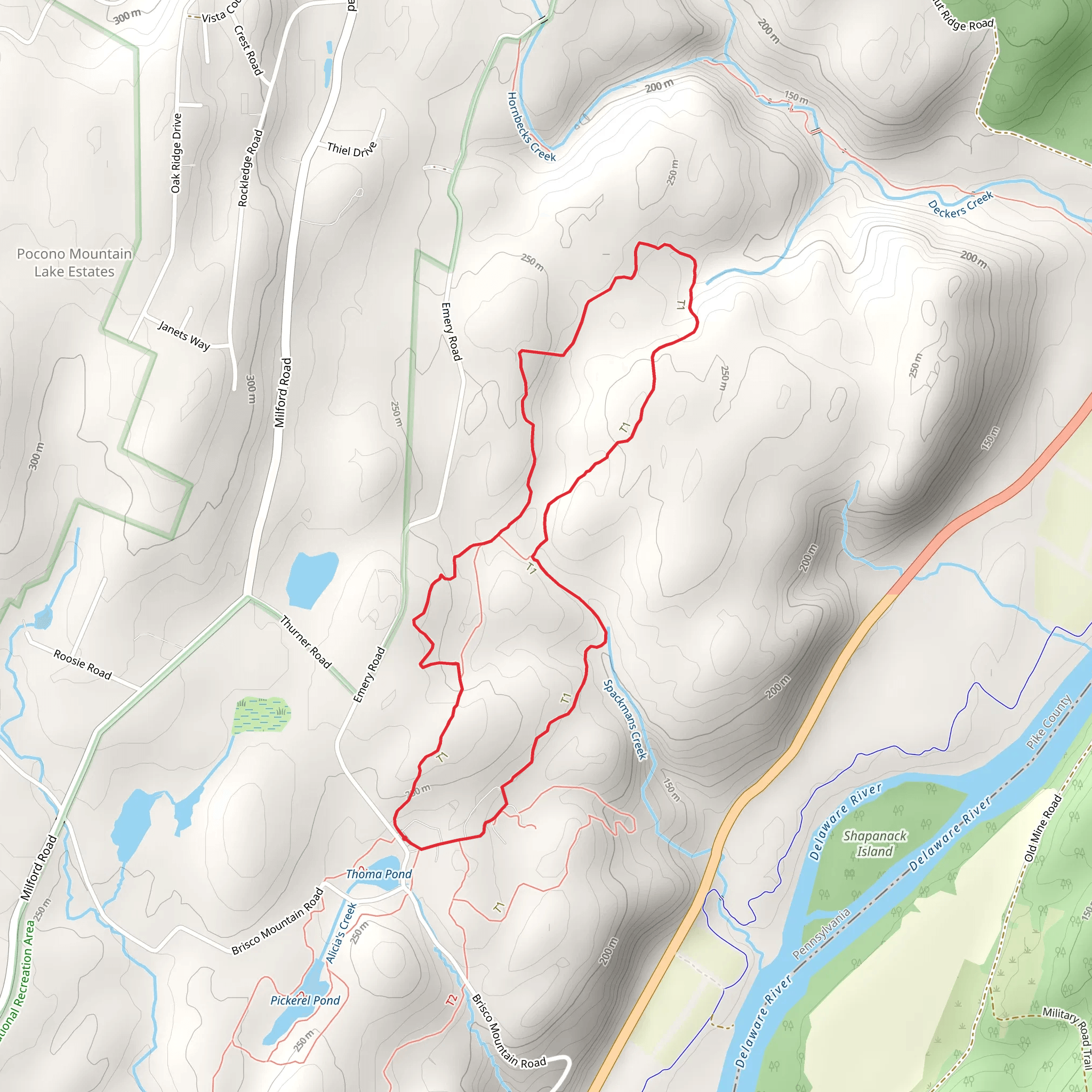 Ridgeline Trail from Thoma Pond mobile static map