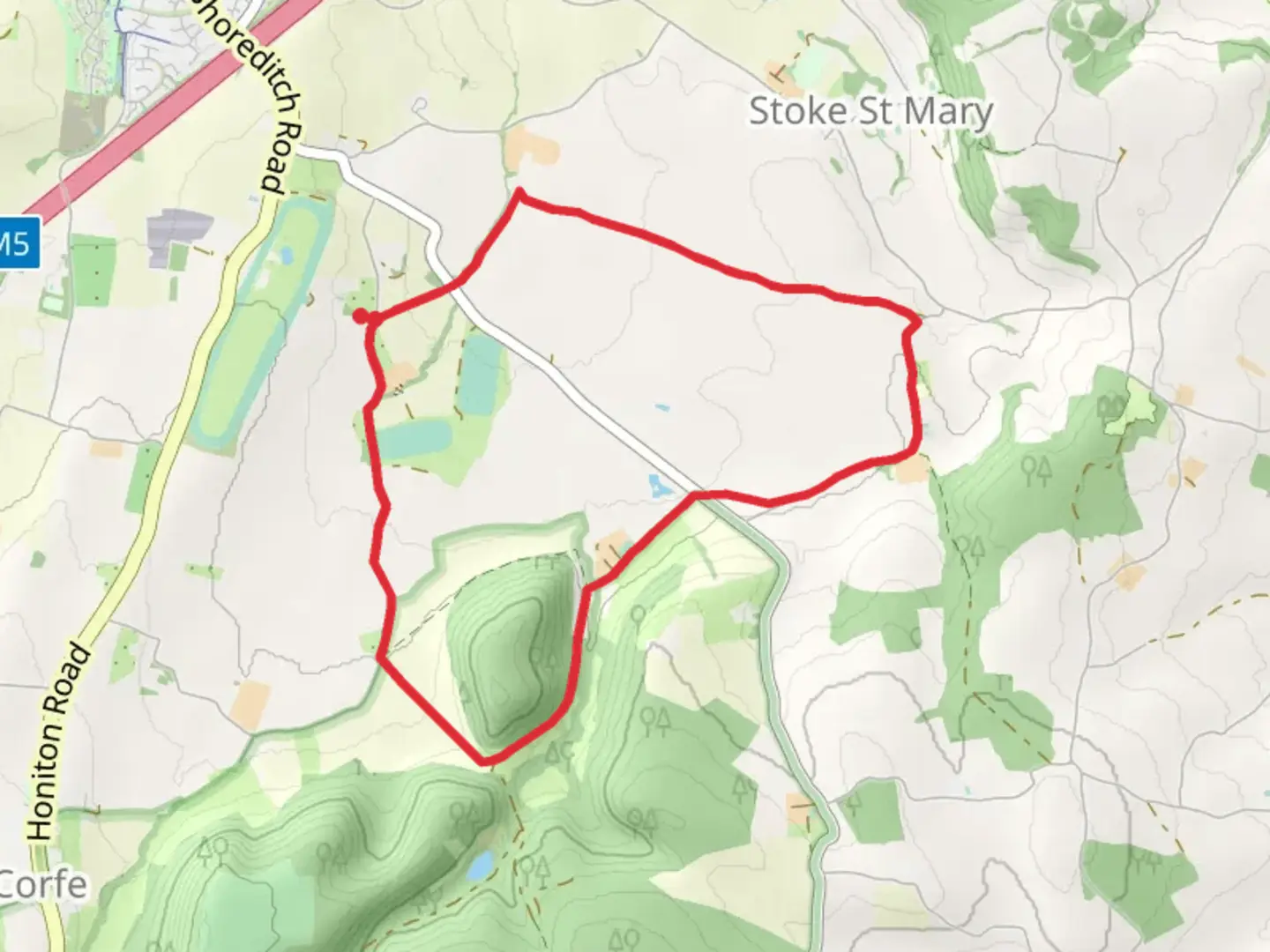 An image depicting the trail Herepath Trail and Staple Fitzpaine Loop and its surrounding area.