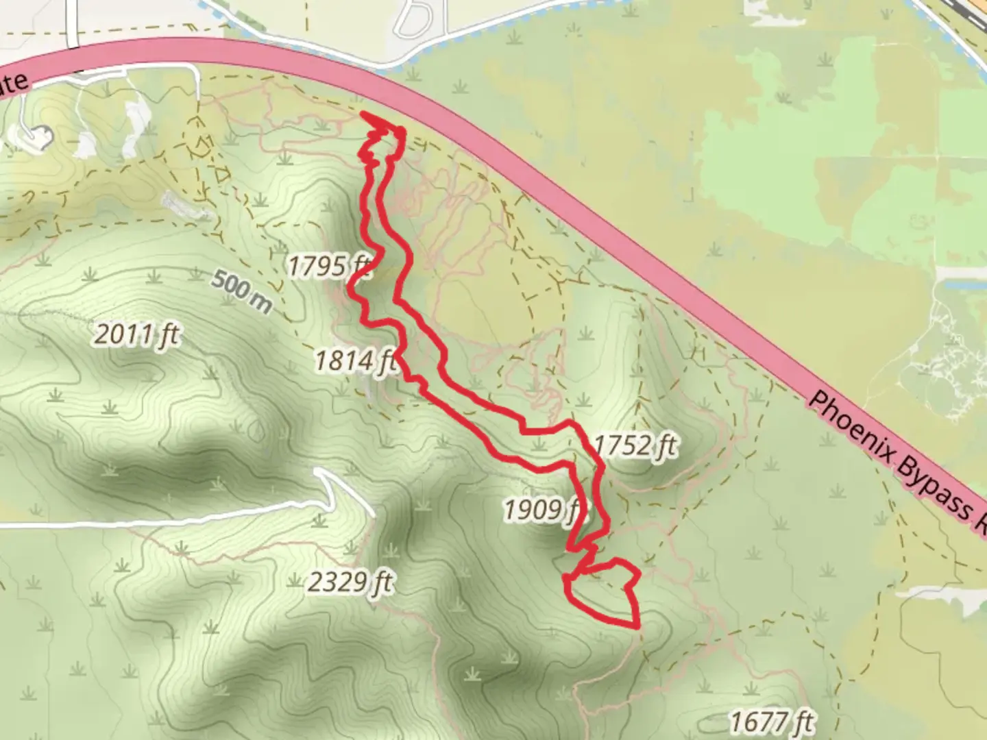 An image depicting the trail Casa Grande Mountains Loop and its surrounding area.