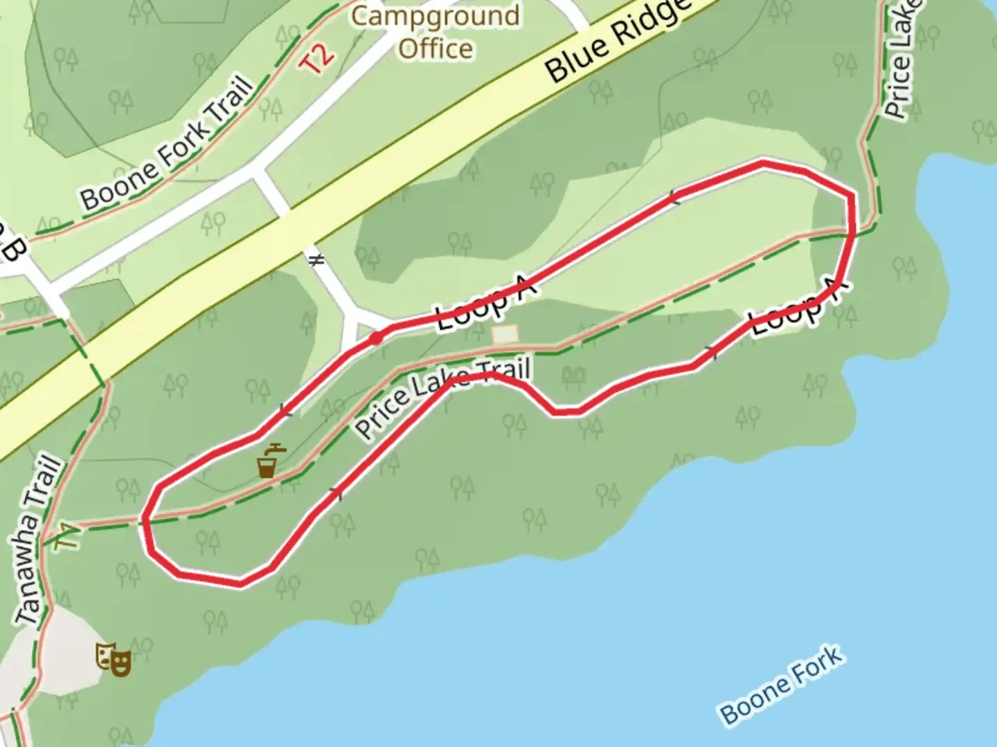 An image depicting the trail Loop beside Price Lake and its surrounding area.