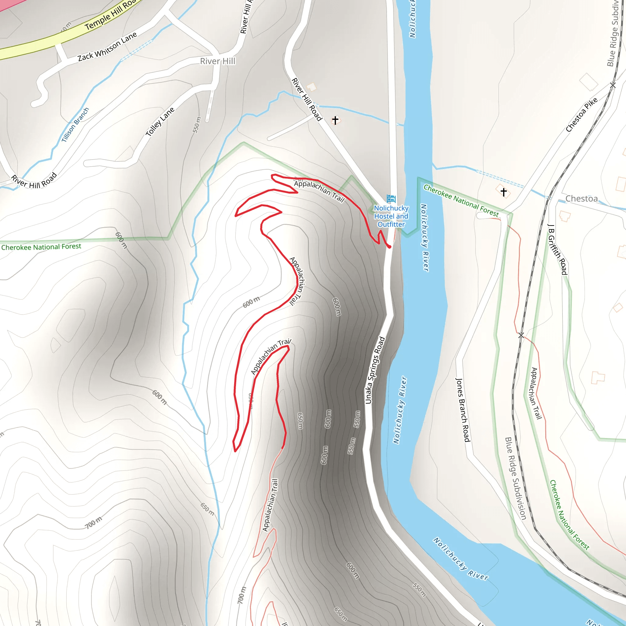 Appalachian Trail from Unaka Springs Road mobile static map