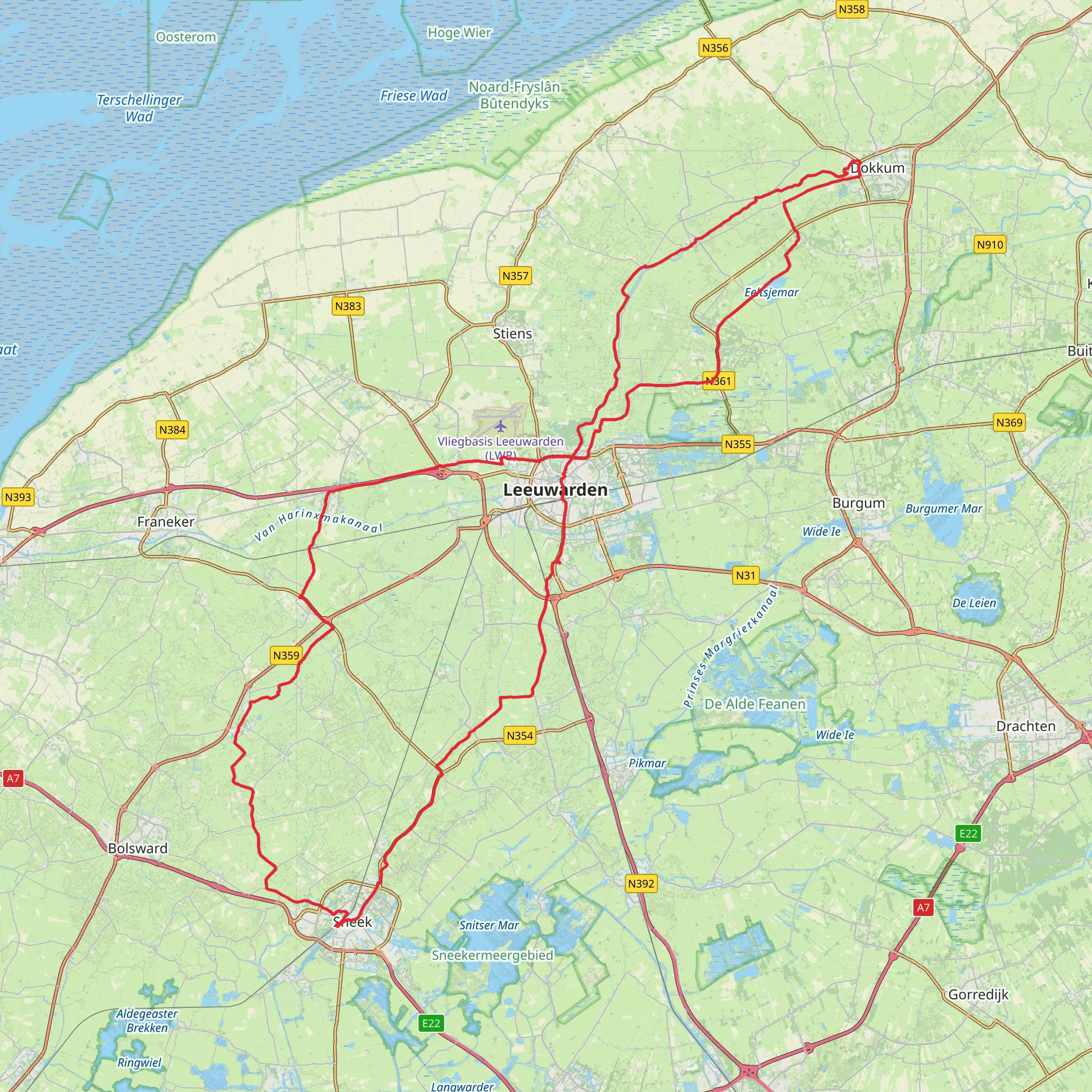 Wommels, Leeuwarderbos, Scharnegoutum and Eeltsjemar Loop mobile static map