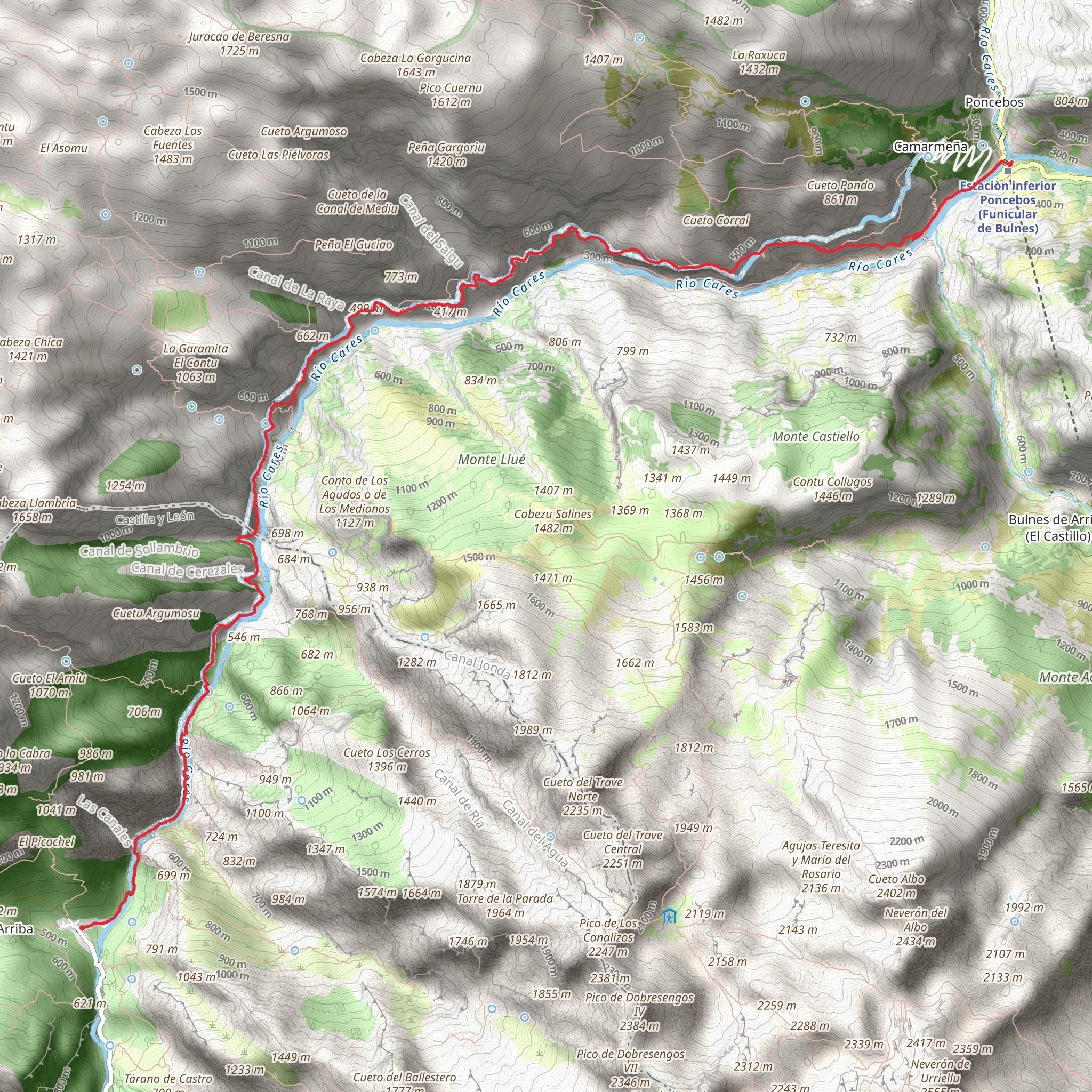 Ruta del Cares de Poncebos a Caín mobile static map