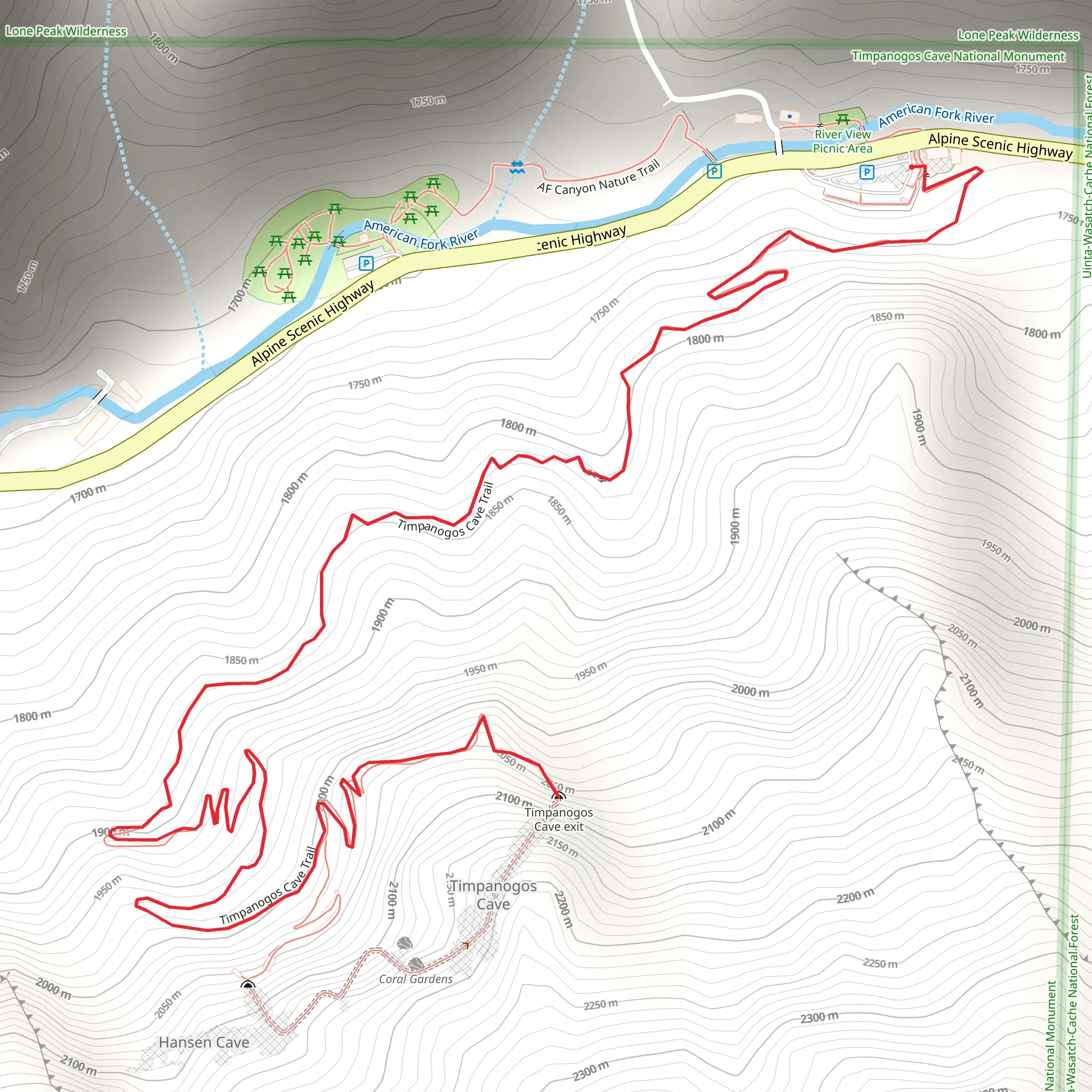 Timpanogos Cave Trail mobile static map
