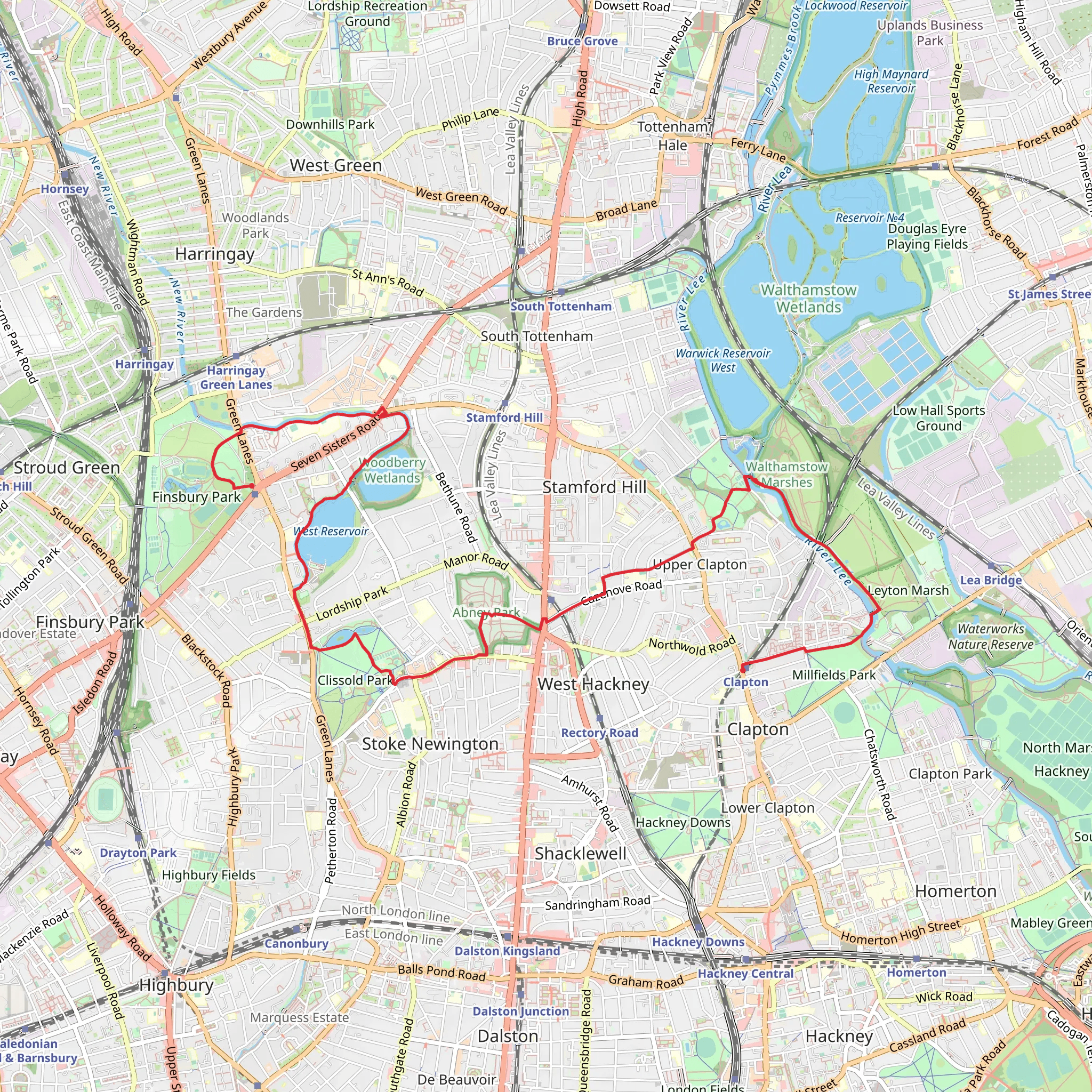 Crouch Hill to Clapton Walk mobile static map