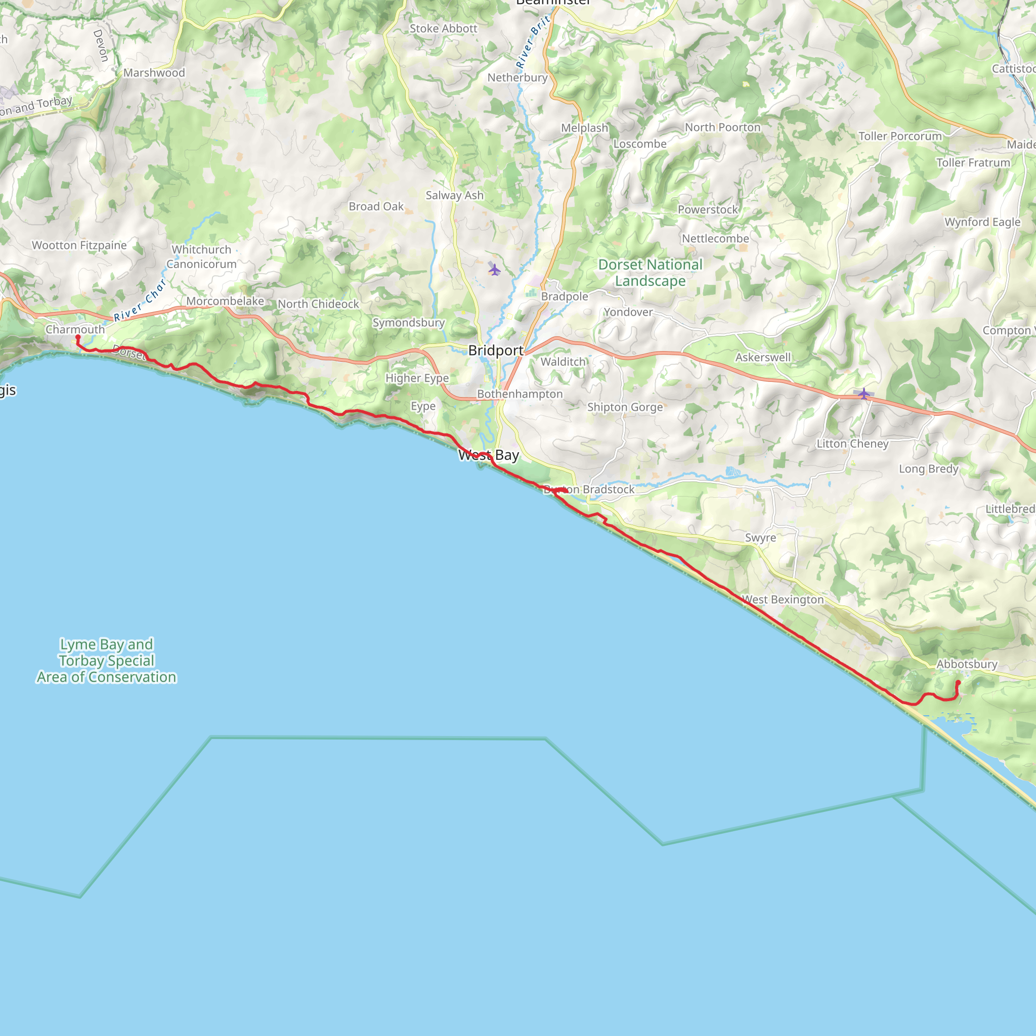 South West Coast Path - Charmouth to Abbotsbury mobile static map