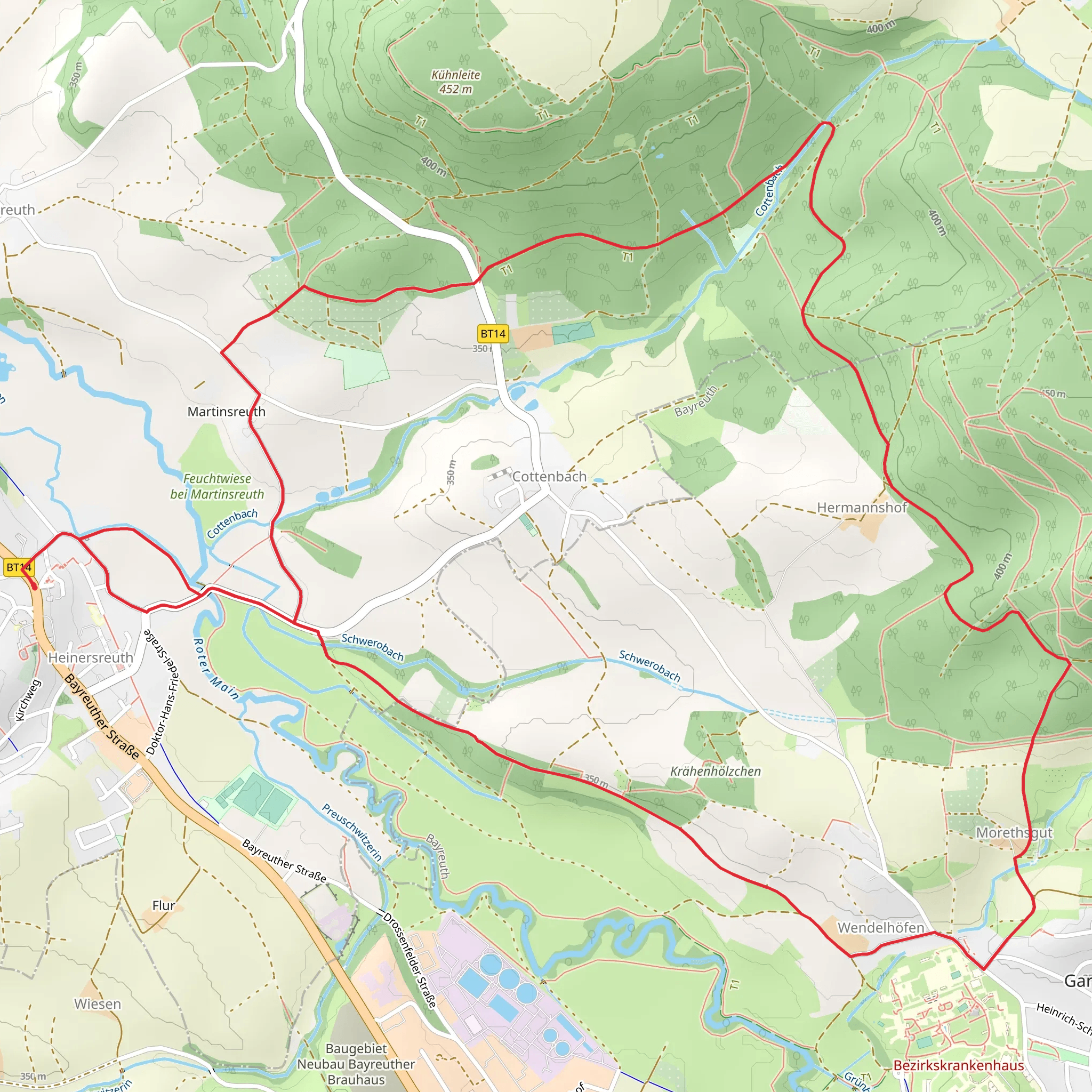Wendelhöfen, Hermannshof and Oberfrankischer Indianerzeltplatz Loop mobile static map