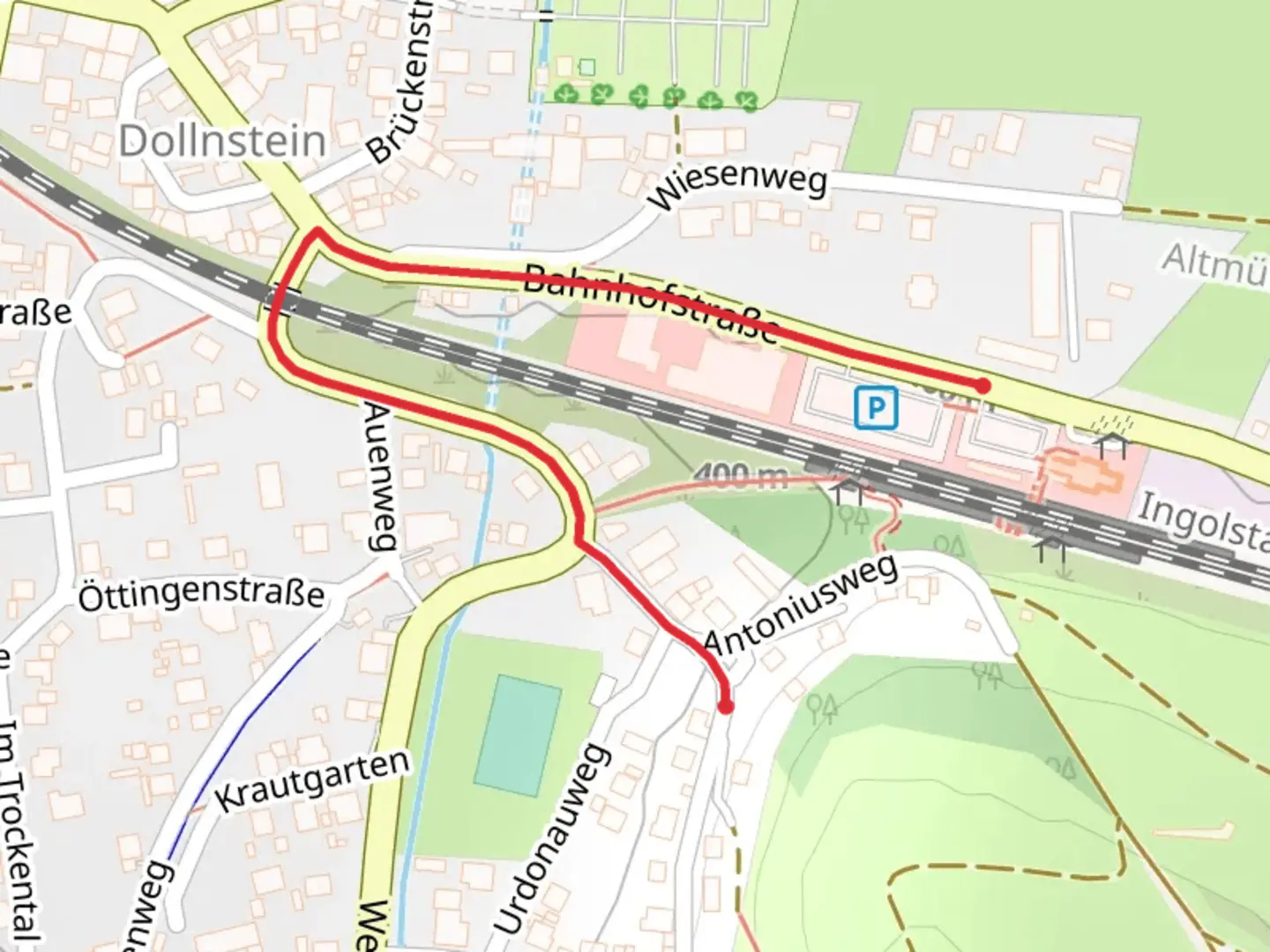An image depicting the trail Wellheimer Straße Walk and its surrounding area.