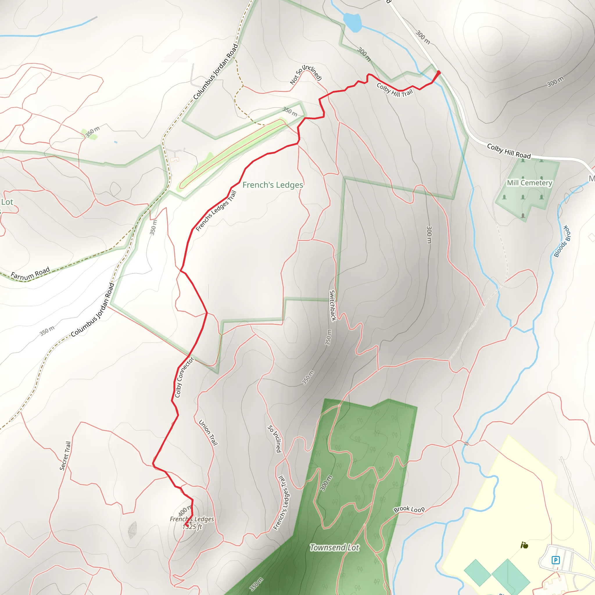 Frenchs Ledges Trail from Colby Hill Road mobile static map