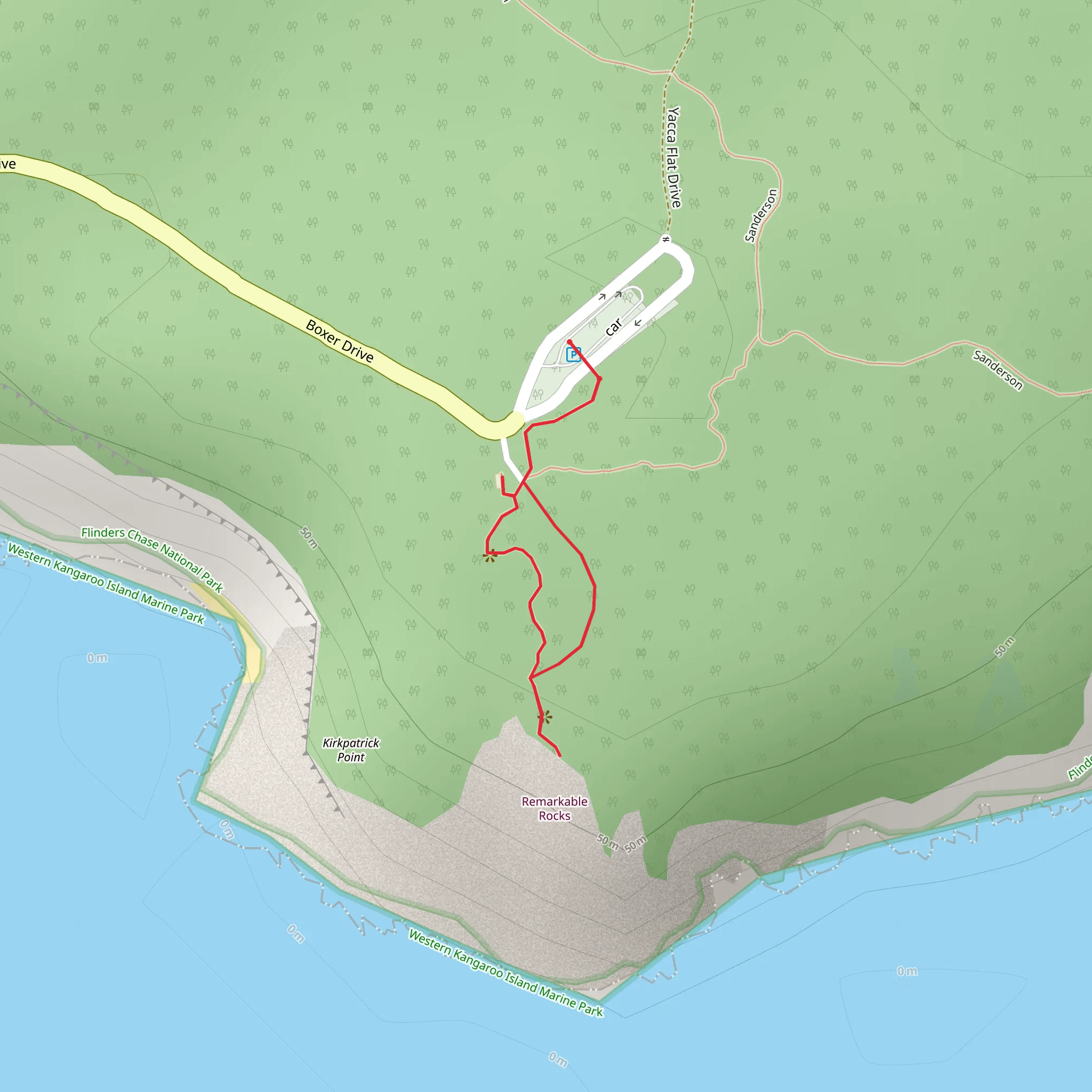 Remarkable Rocks Walk mobile static map