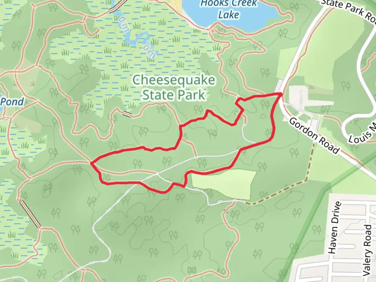 An image depicting the trail Blue, Green and Red Loop Trail and its surrounding area.