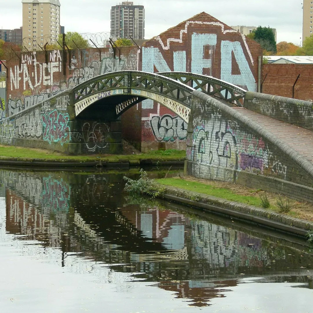 An image depicting the trail Birmingham Canal Main Lane and Norman Street Loop and its surrounding area.