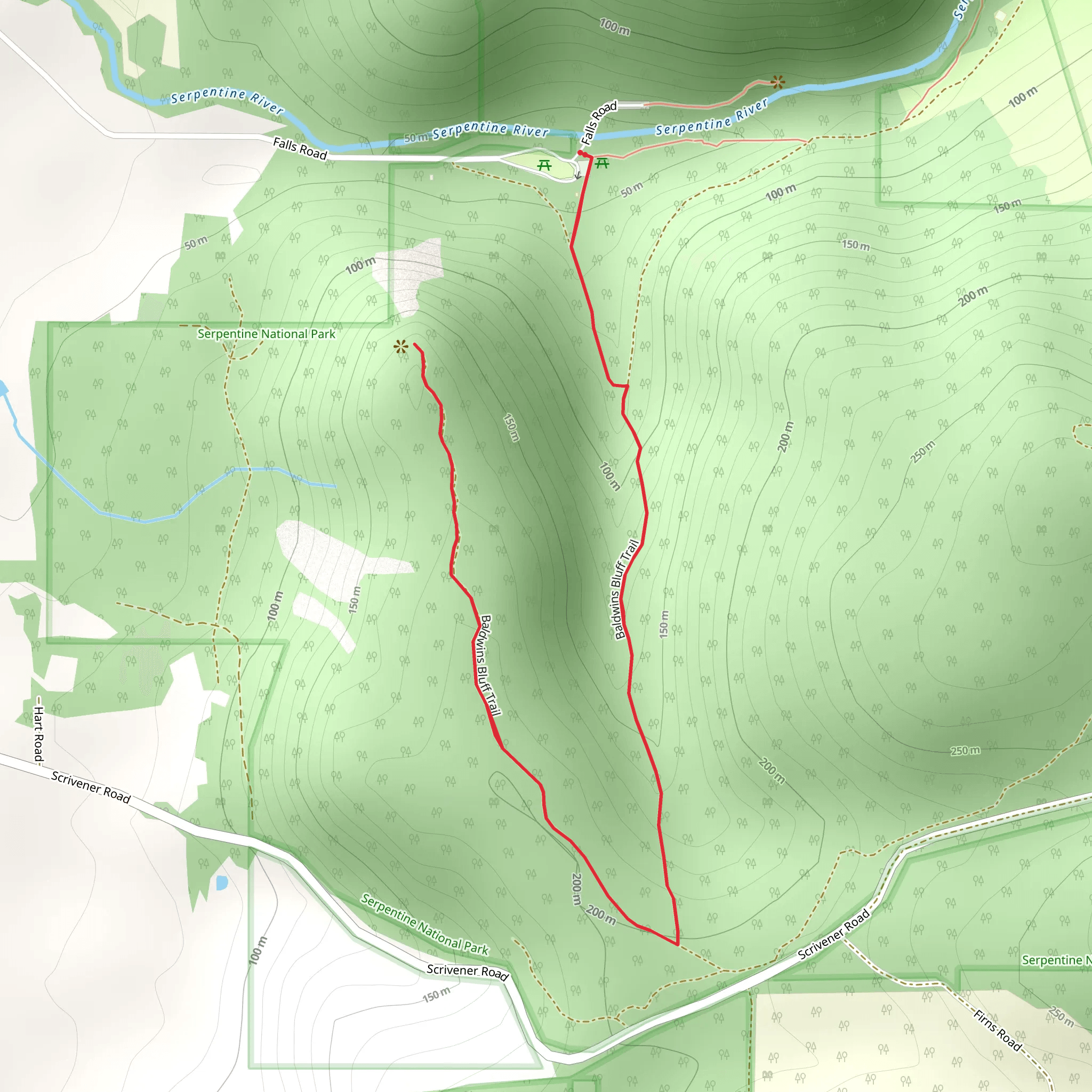 Baldwins Bluff Trail mobile static map