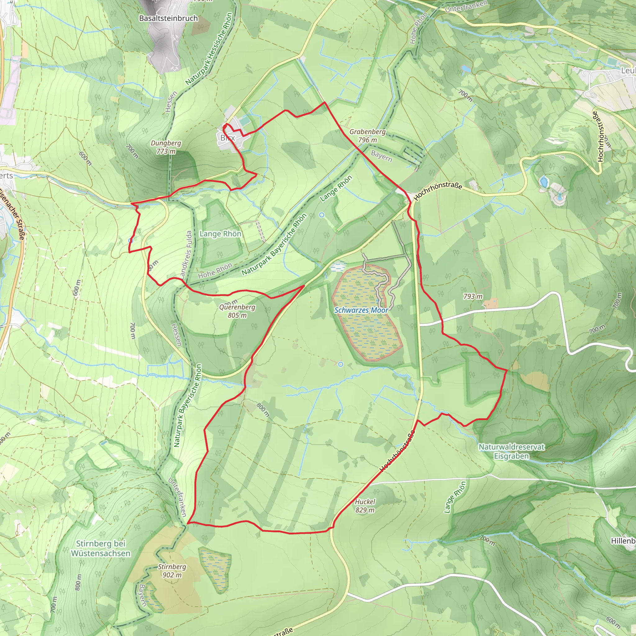 Rhonwald Grabenberg and Schwarzes Moor Loop - Birx mobile static map