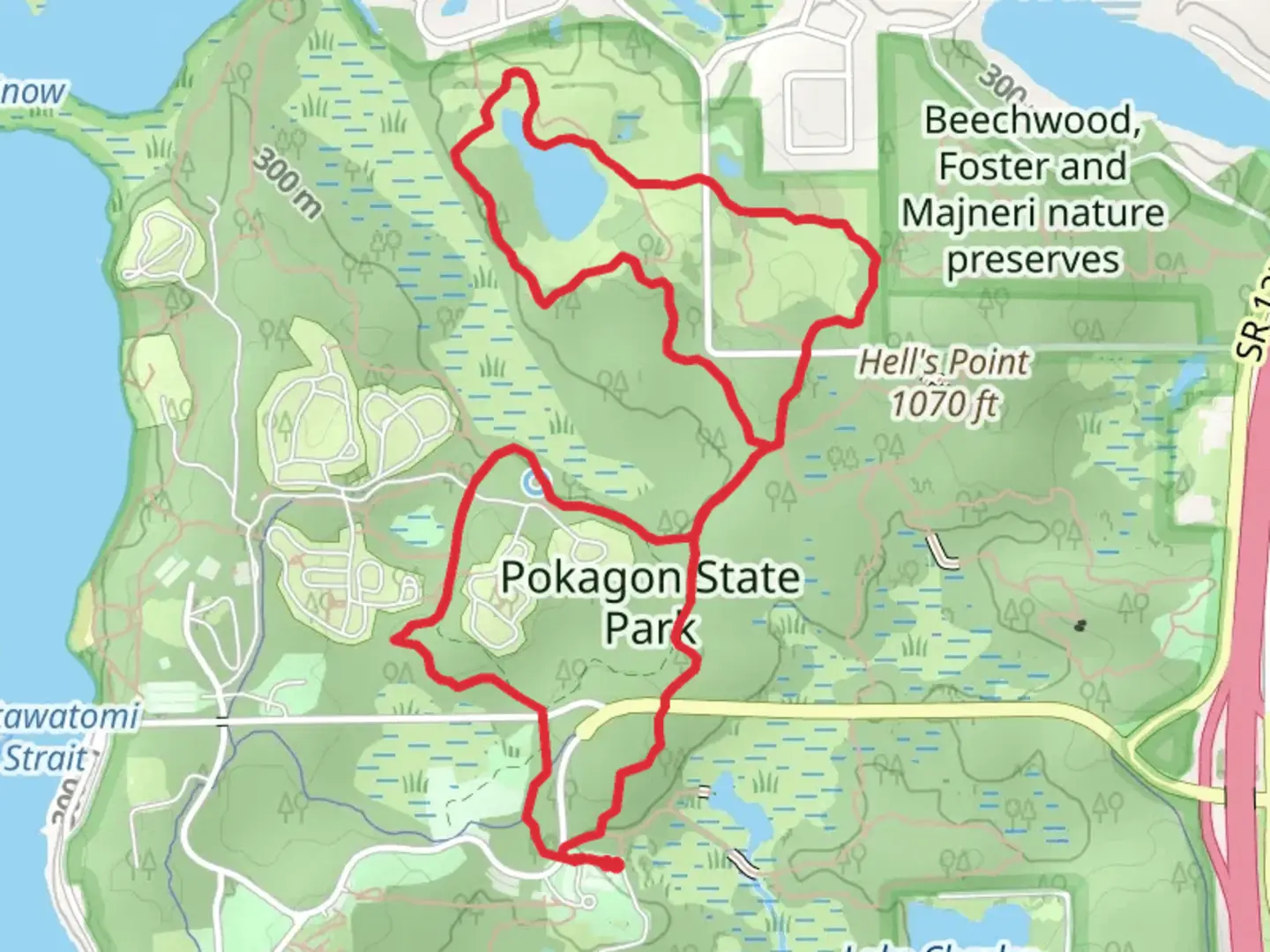 An image depicting the trail Hell's Point Challenge Big Loop and its surrounding area.