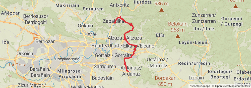 GR 220 Vuelta a la Cuenca de Pamplona stage 7 Map