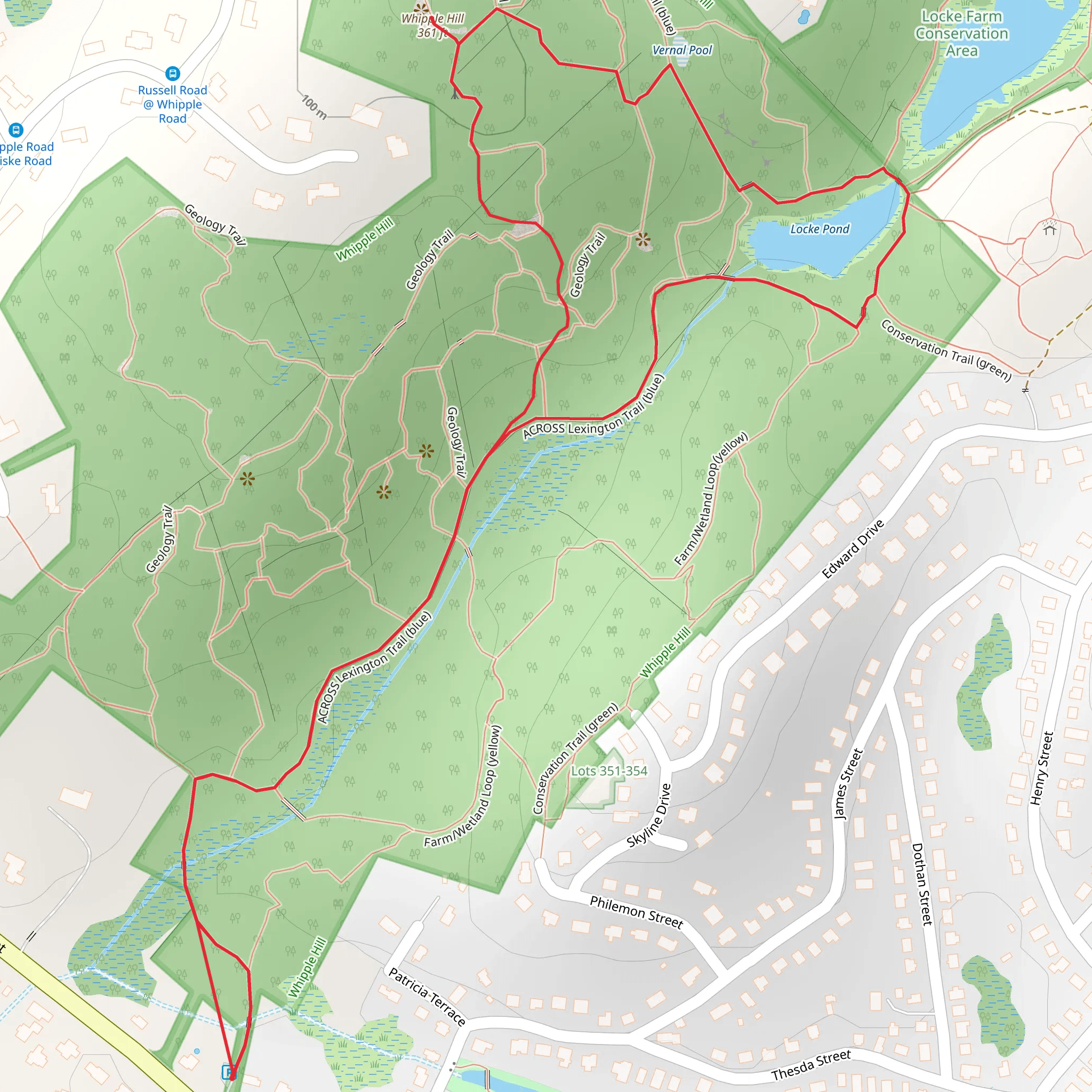 Whipple Hill and Locke Pond Loop Trail mobile static map