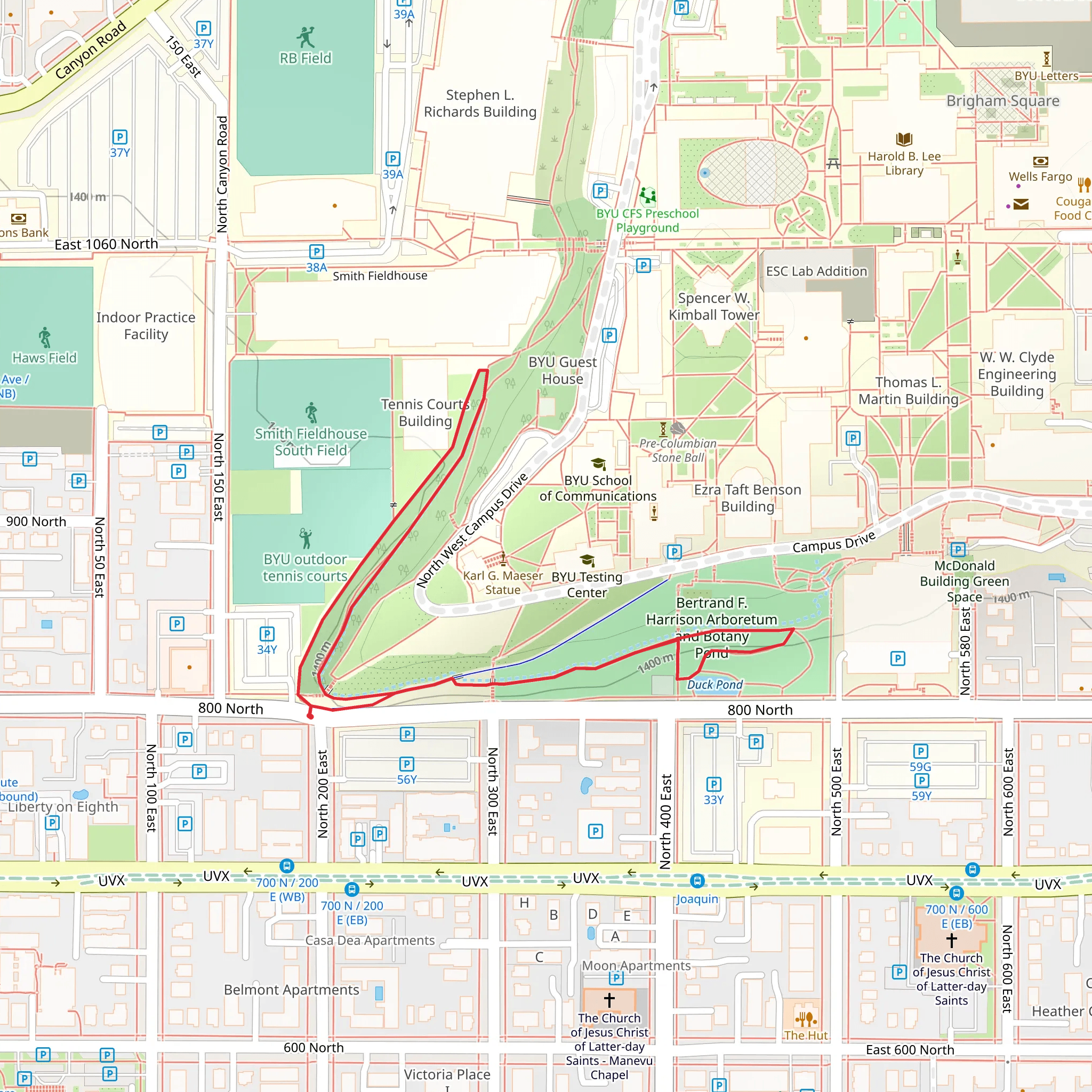 Bertrand F Harrison Arboretum and Botany Pond Loop mobile static map