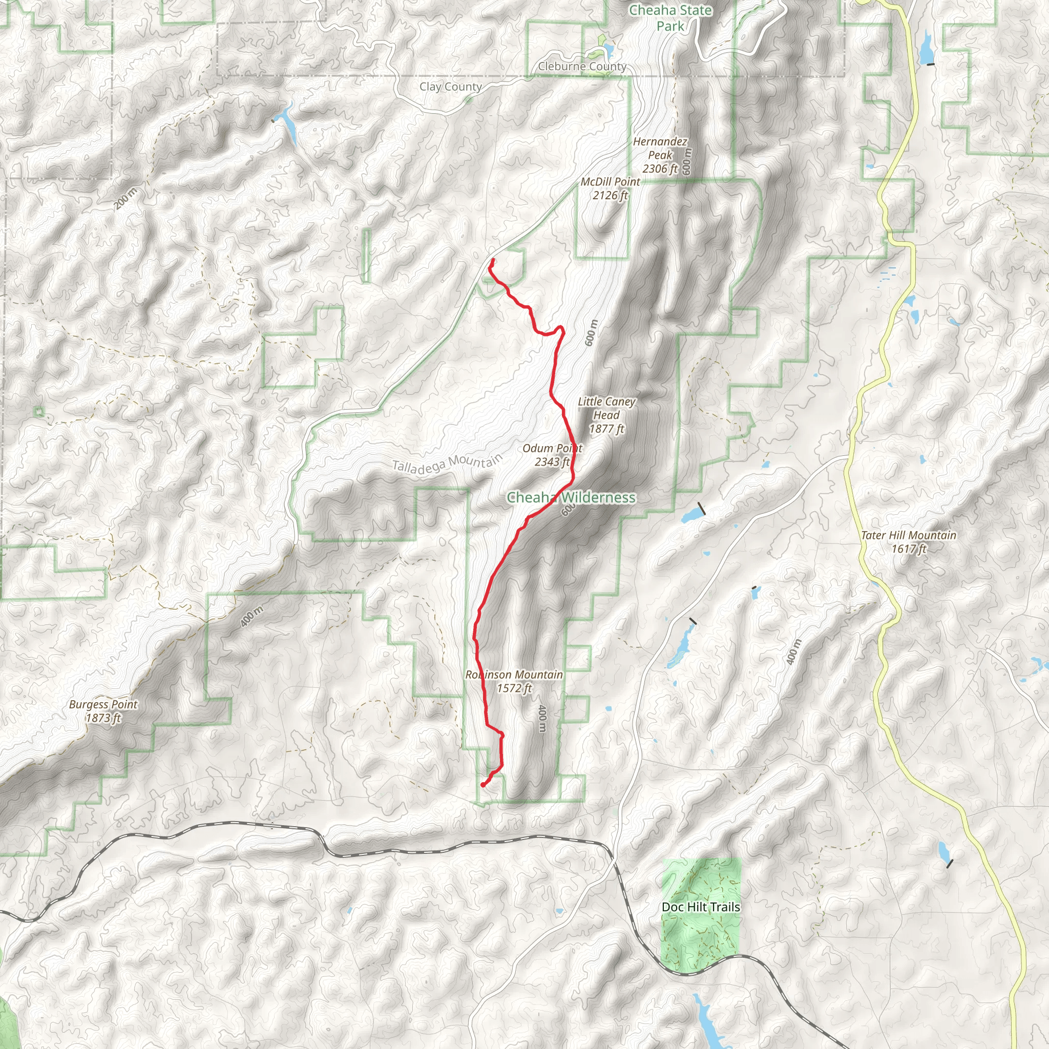Odum Trail and Chinnabee Silent Out and Back mobile static map