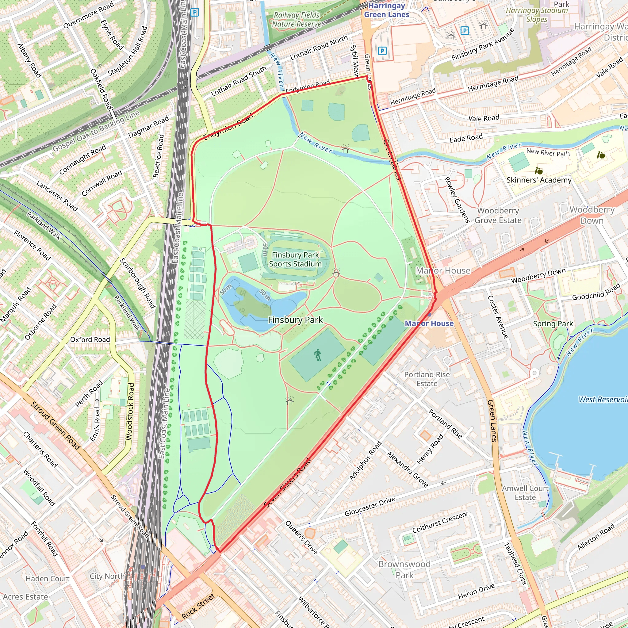 Finsbury Park Loop mobile static map
